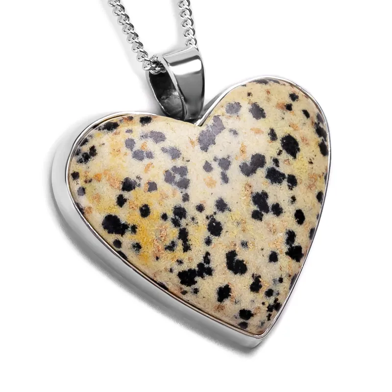 Gorgeous Heart Dalmatian Jasper Gemstone Necklace - Natural Designer Gemstone sold by Henryka