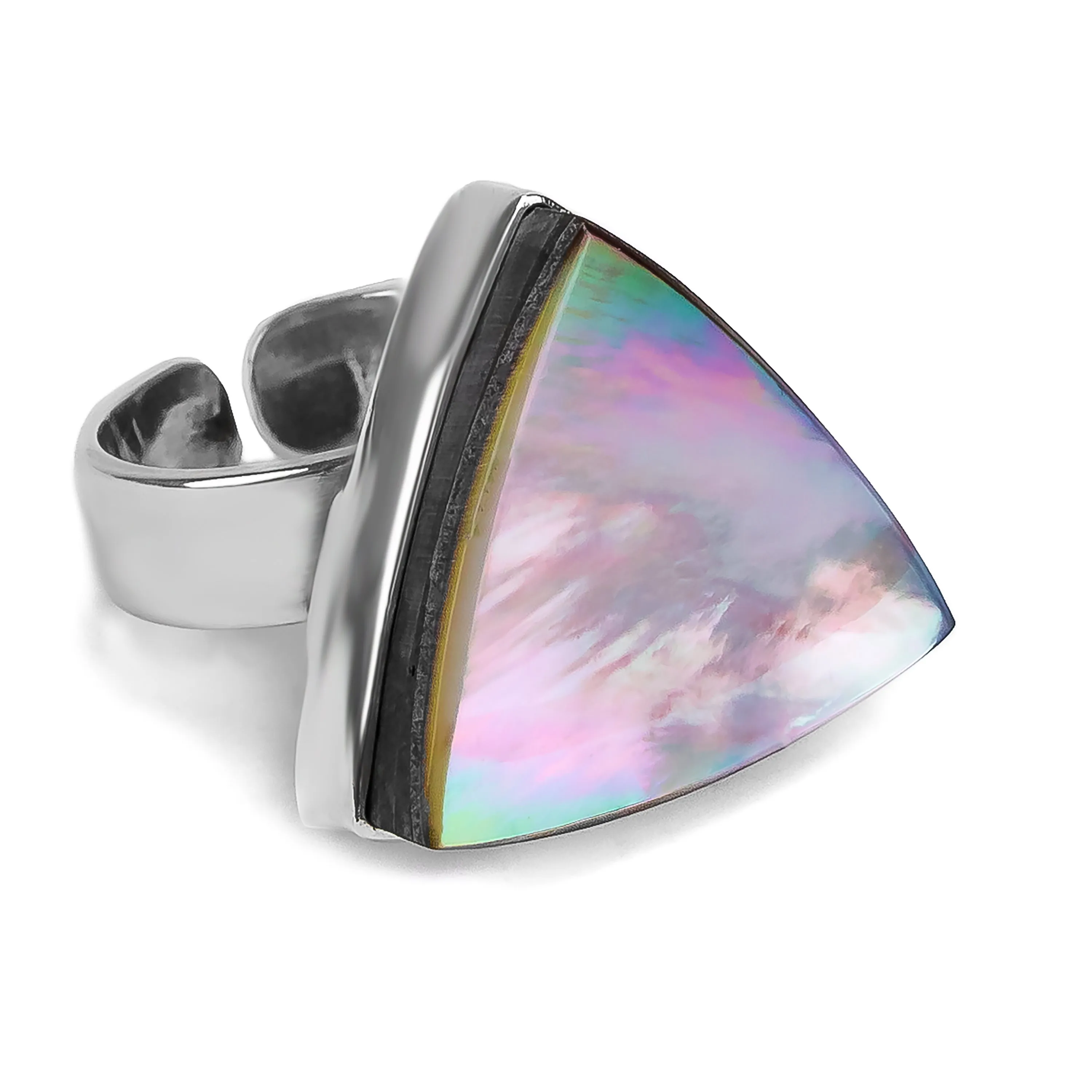 Stunning Tahitian Black Mother of Pearl Ring - Natural Designer Gemstone sold by Henryka