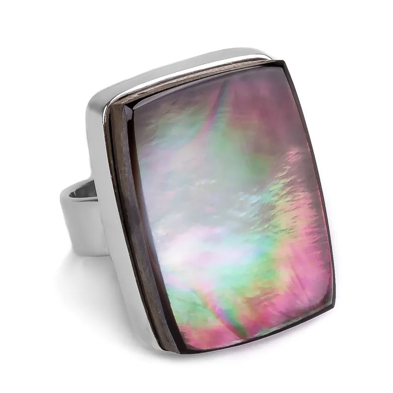 Tahitian Black Mother of Pearl Ring - Natural Designer Gemstone sold by Henryka