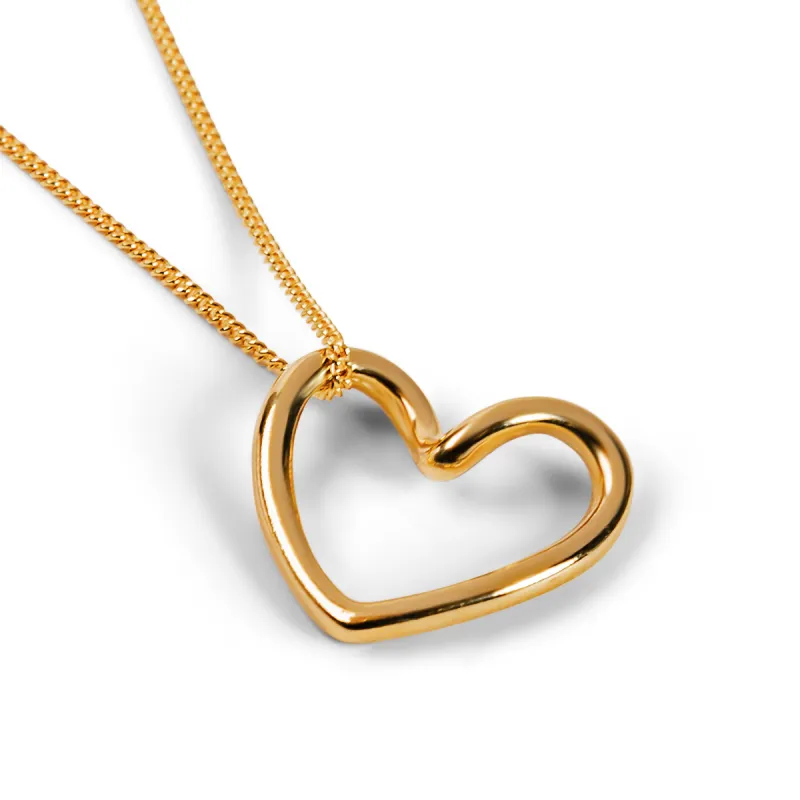 Open Floating Heart Necklace in Silver with 24ct Gold sold by Henryka