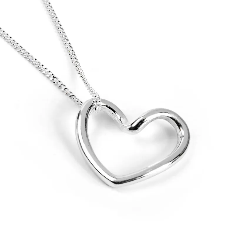 Open Floating Heart Necklace in Silver sold by Henryka