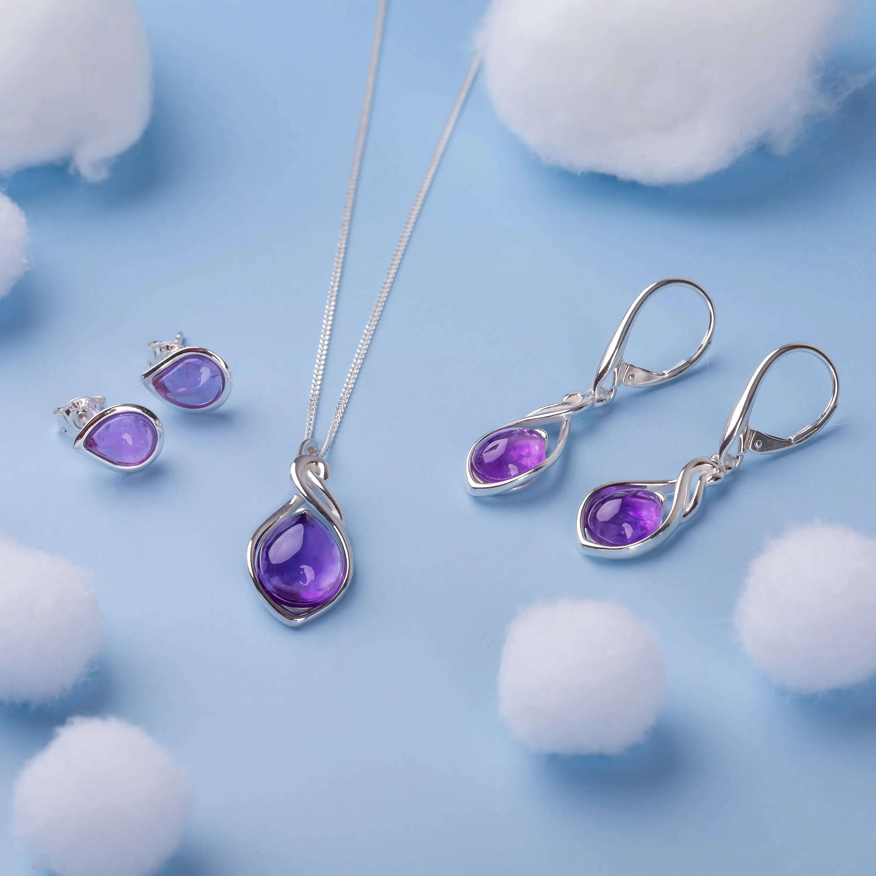 Teardrop Twist Necklace in Silver and Amethyst sold by Henryka product image thumbnail 4