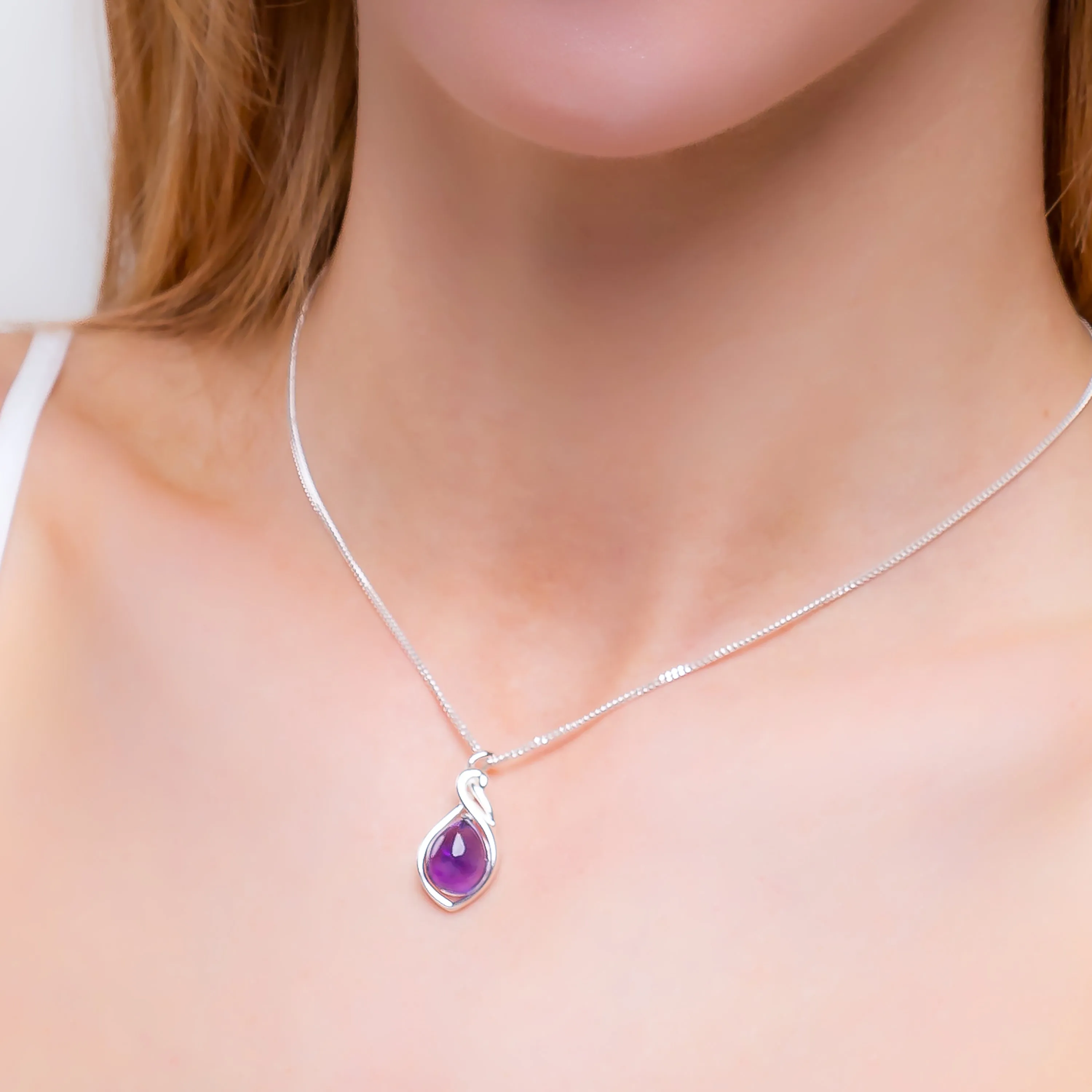 Teardrop Twist Necklace in Silver and Amethyst sold by Henryka product image thumbnail 2