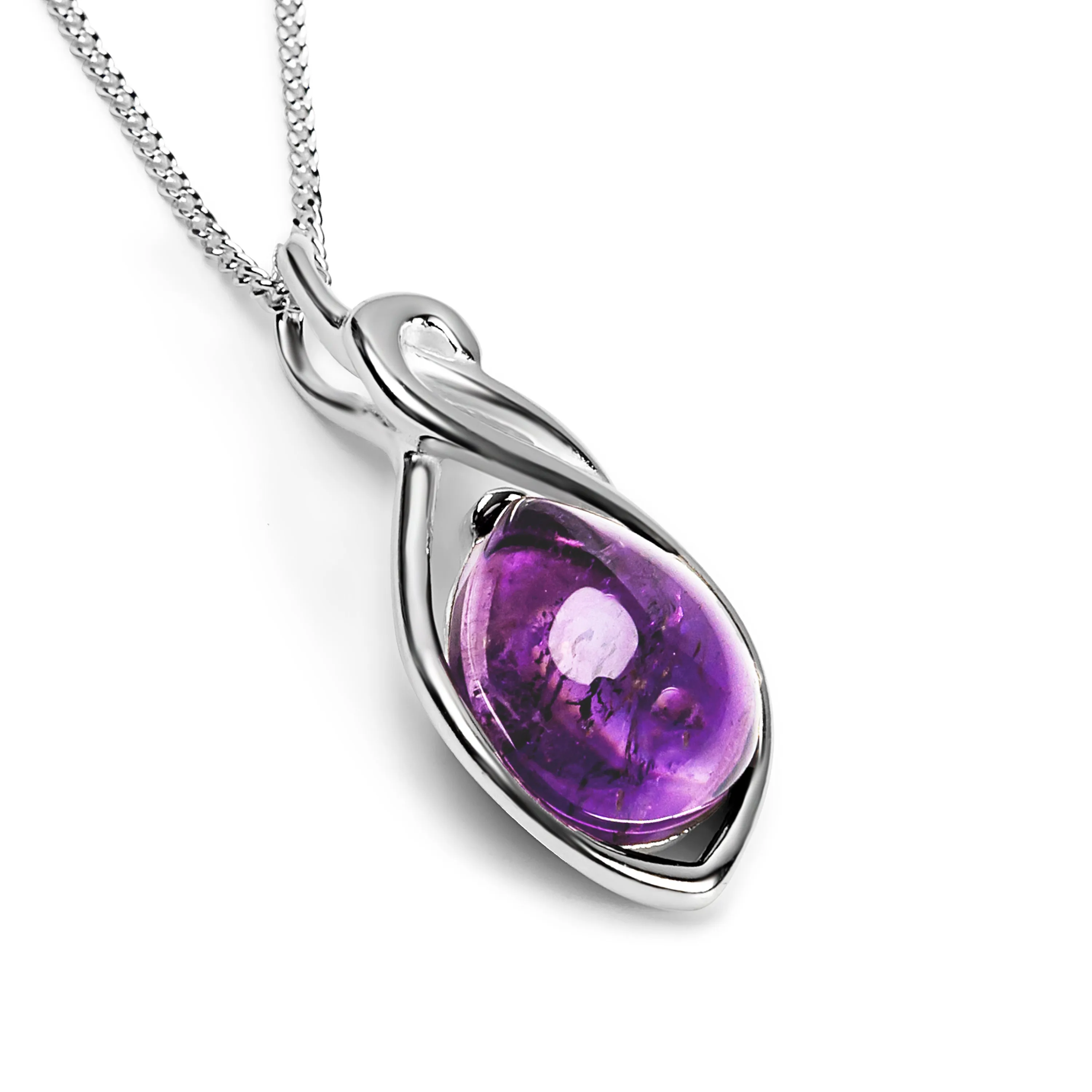Teardrop Twist Necklace in Silver and Amethyst sold by Henryka