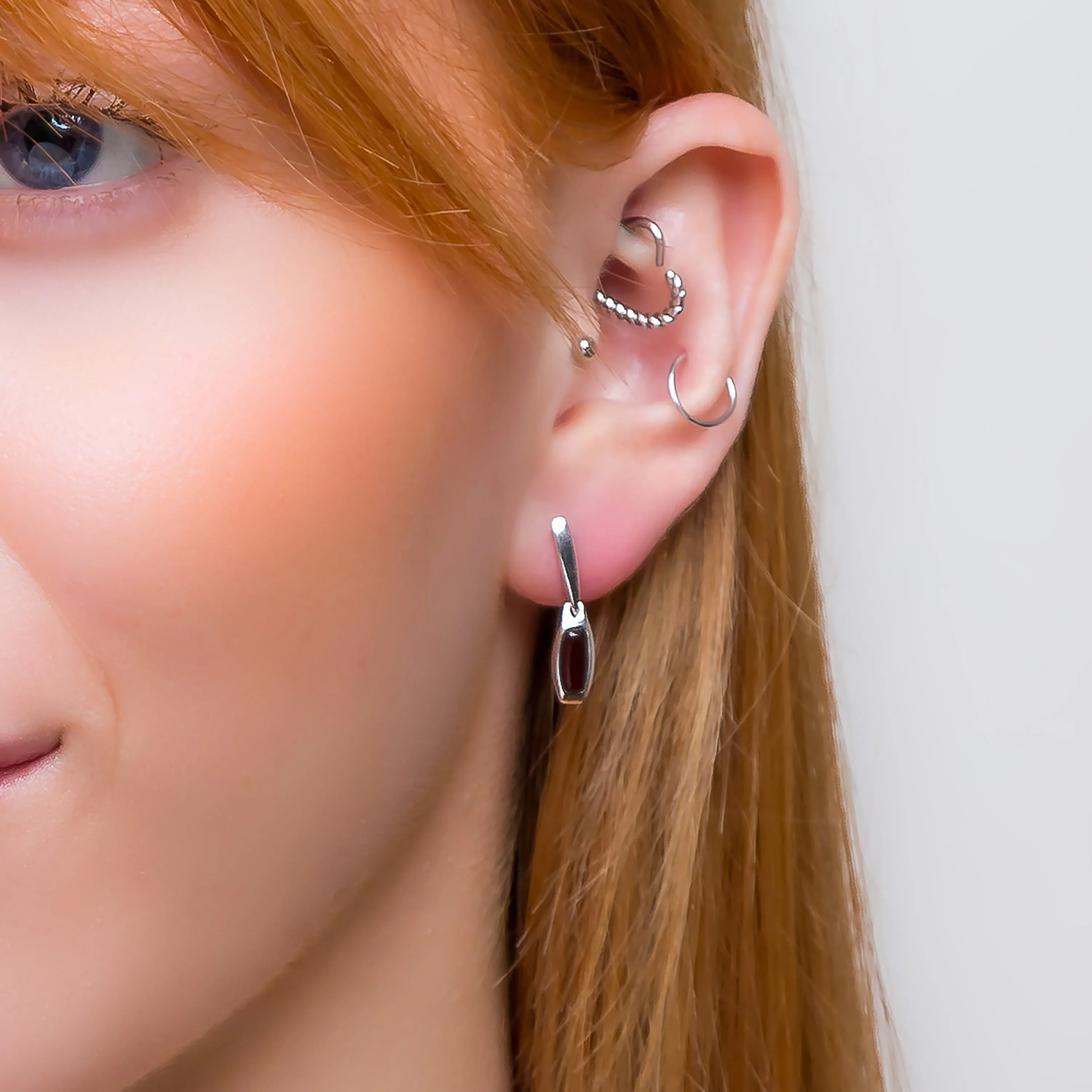 Oblong Drop Earrings in Silver & Cherry Amber sold by Henryka product image thumbnail 2