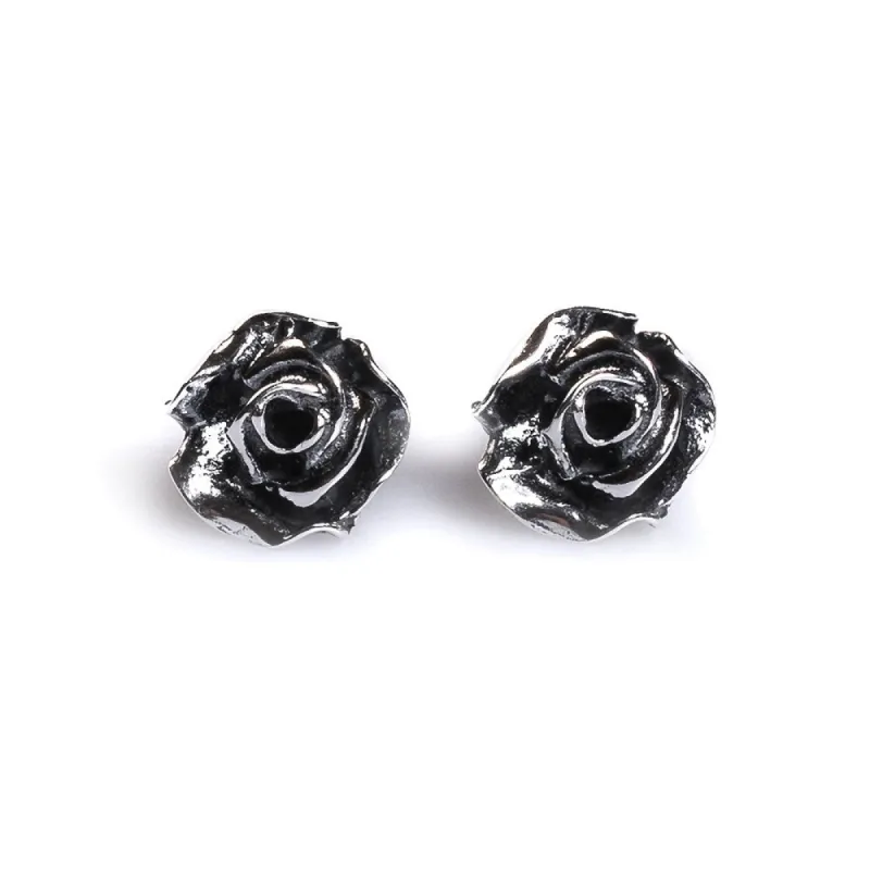 Rose Stud Earrings in Silver sold by Henryka