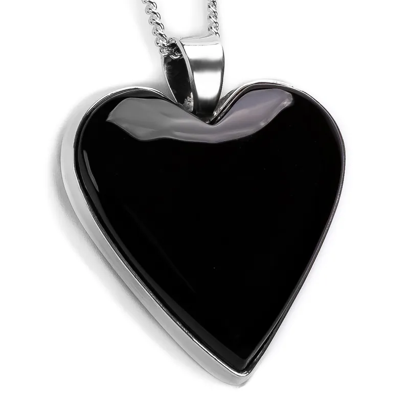 Bold Heart Shaped Black Onyx Gemstone Necklace - Natural Designer Gemstone sold by Henryka