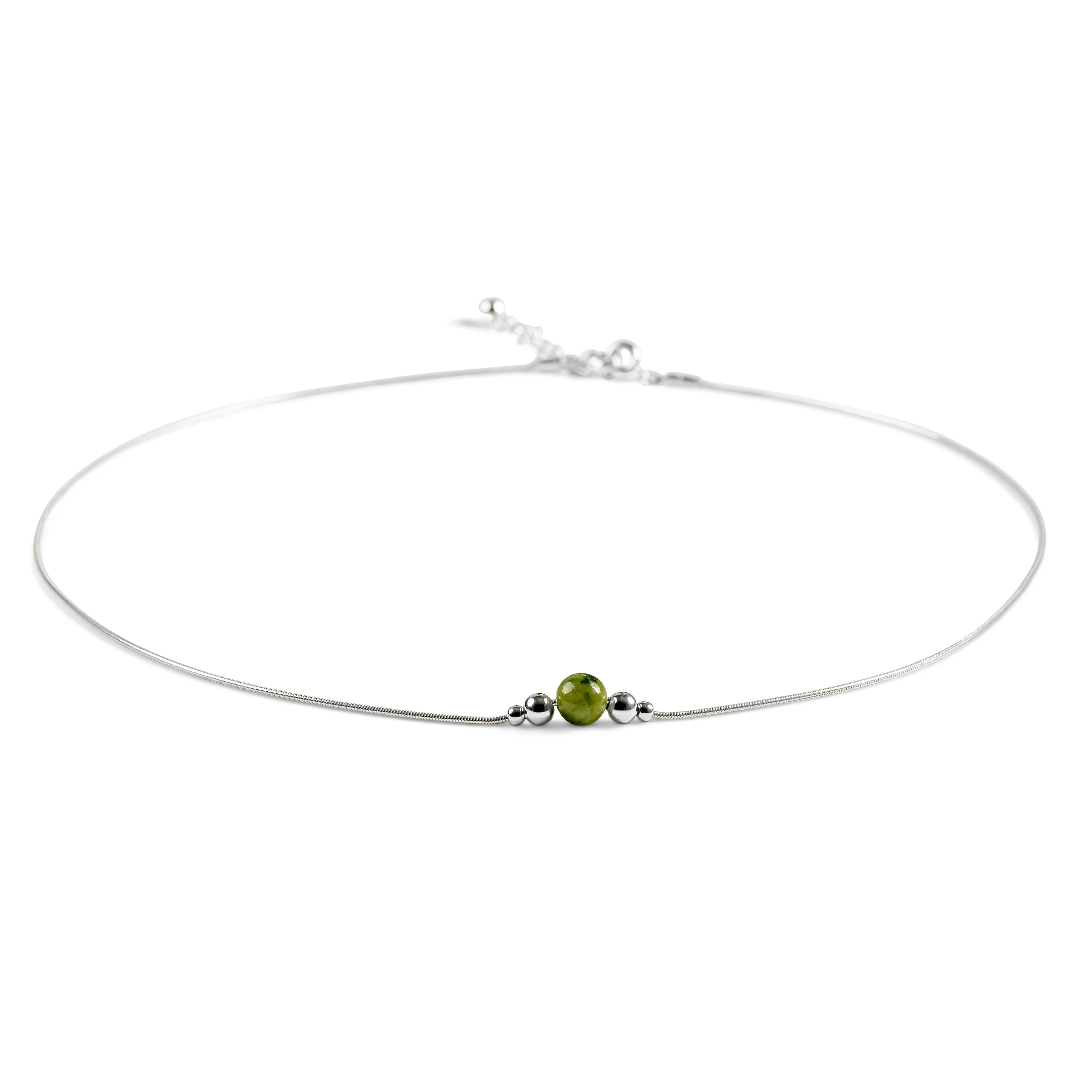 Delicate Single Stone Necklace in Silver and Jade sold by Henryka product image thumbnail 4