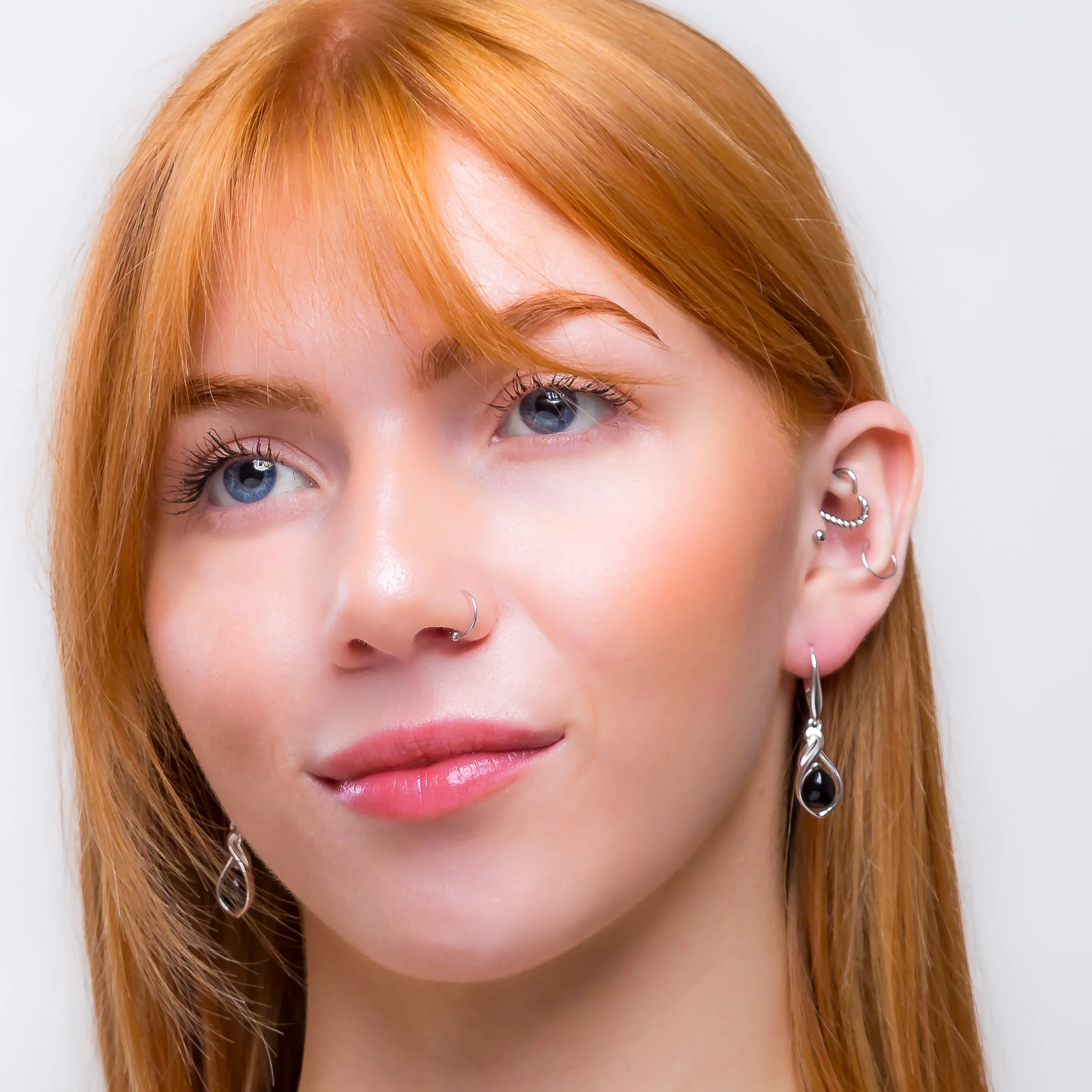 Teardrop Twist Drop Earrings in Silver and Black Onyx sold by Henryka product image thumbnail 3