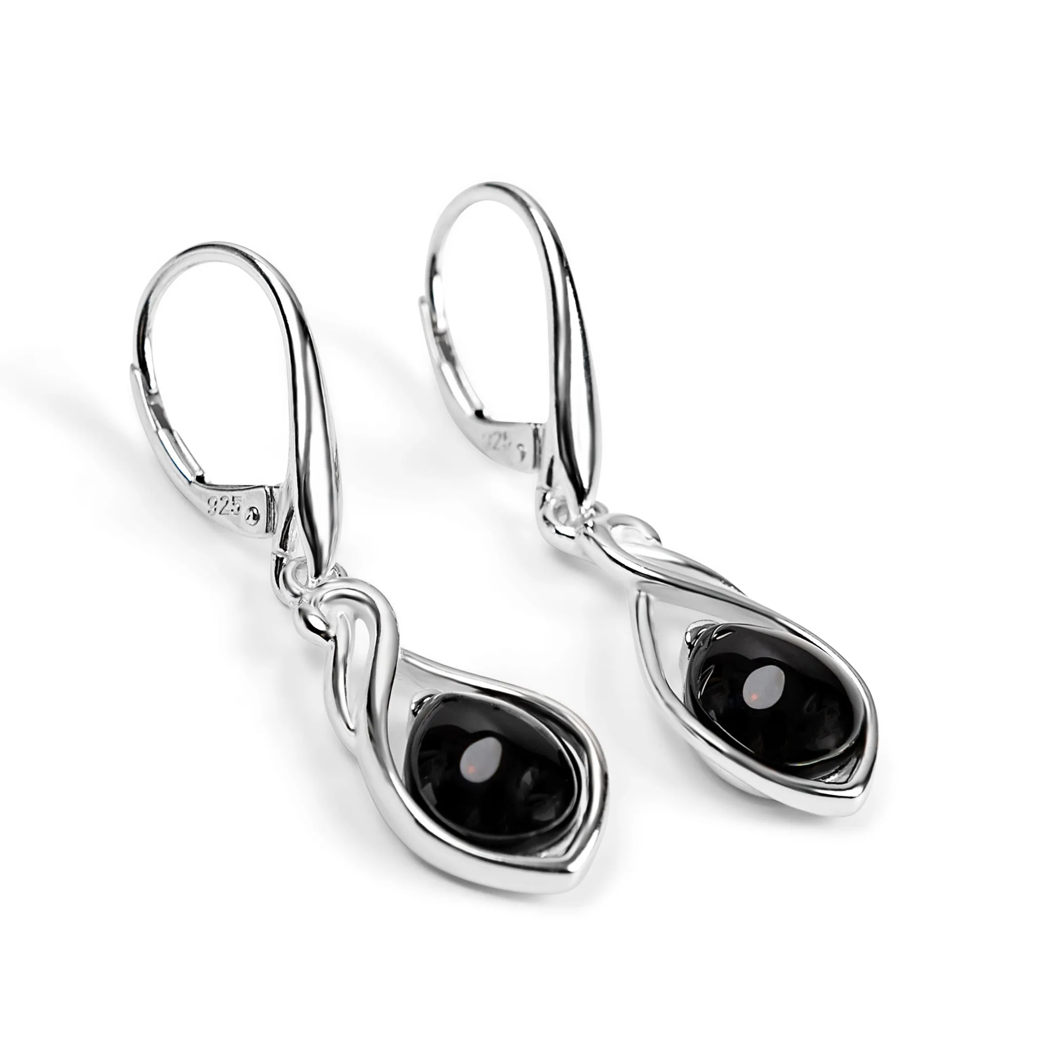 Teardrop Twist Drop Earrings in Silver and Black Onyx sold by Henryka