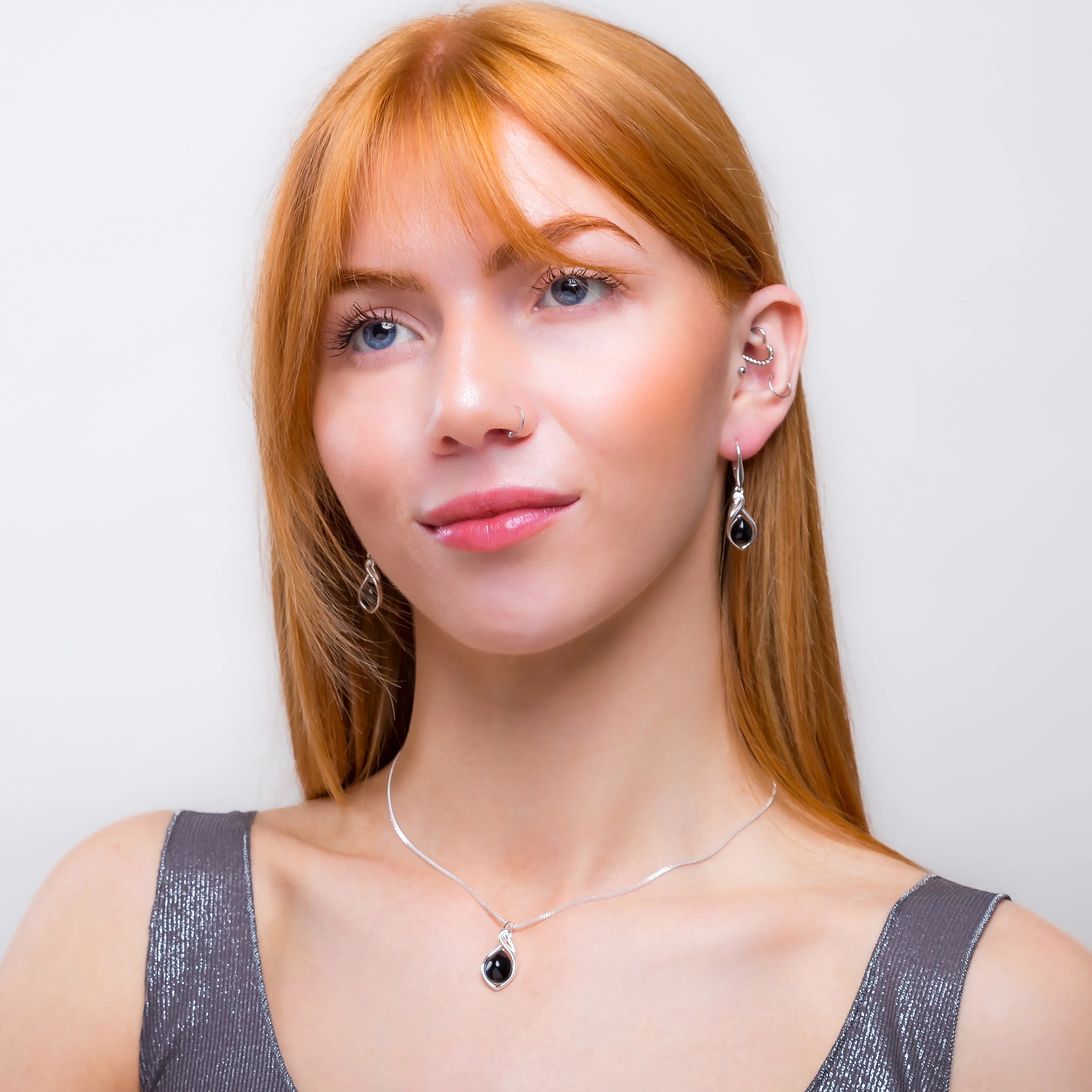 Teardrop Twist Drop Earrings in Silver and Black Onyx sold by Henryka product image thumbnail 4