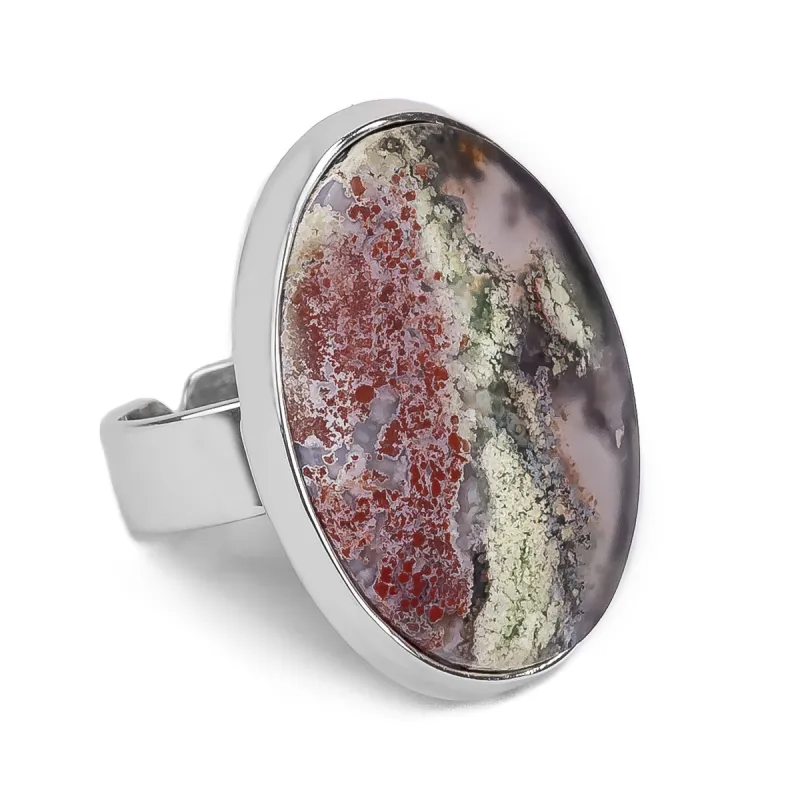 Stunning Indonesian Oval Moss Agate Ring - Natural Designer Gemstone sold by Henryka