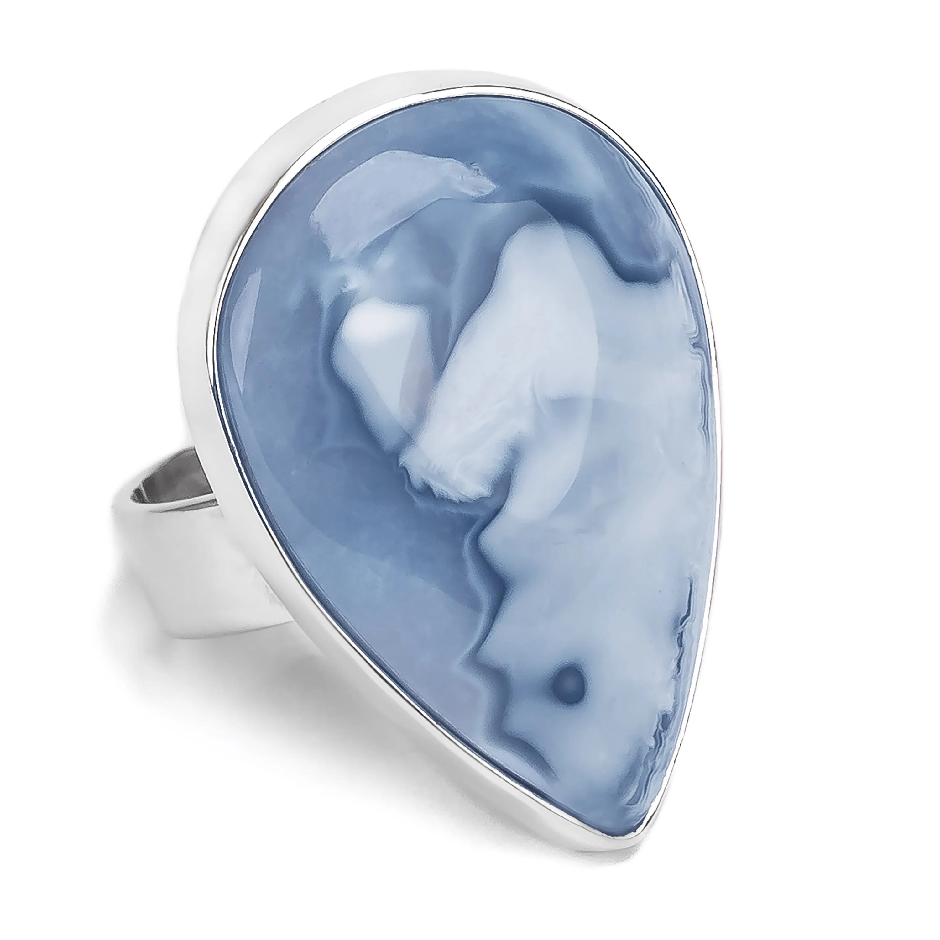 Pretty Owyhee Blue Opal Statement Ring - Natural Designer Gemstone sold by Henryka
