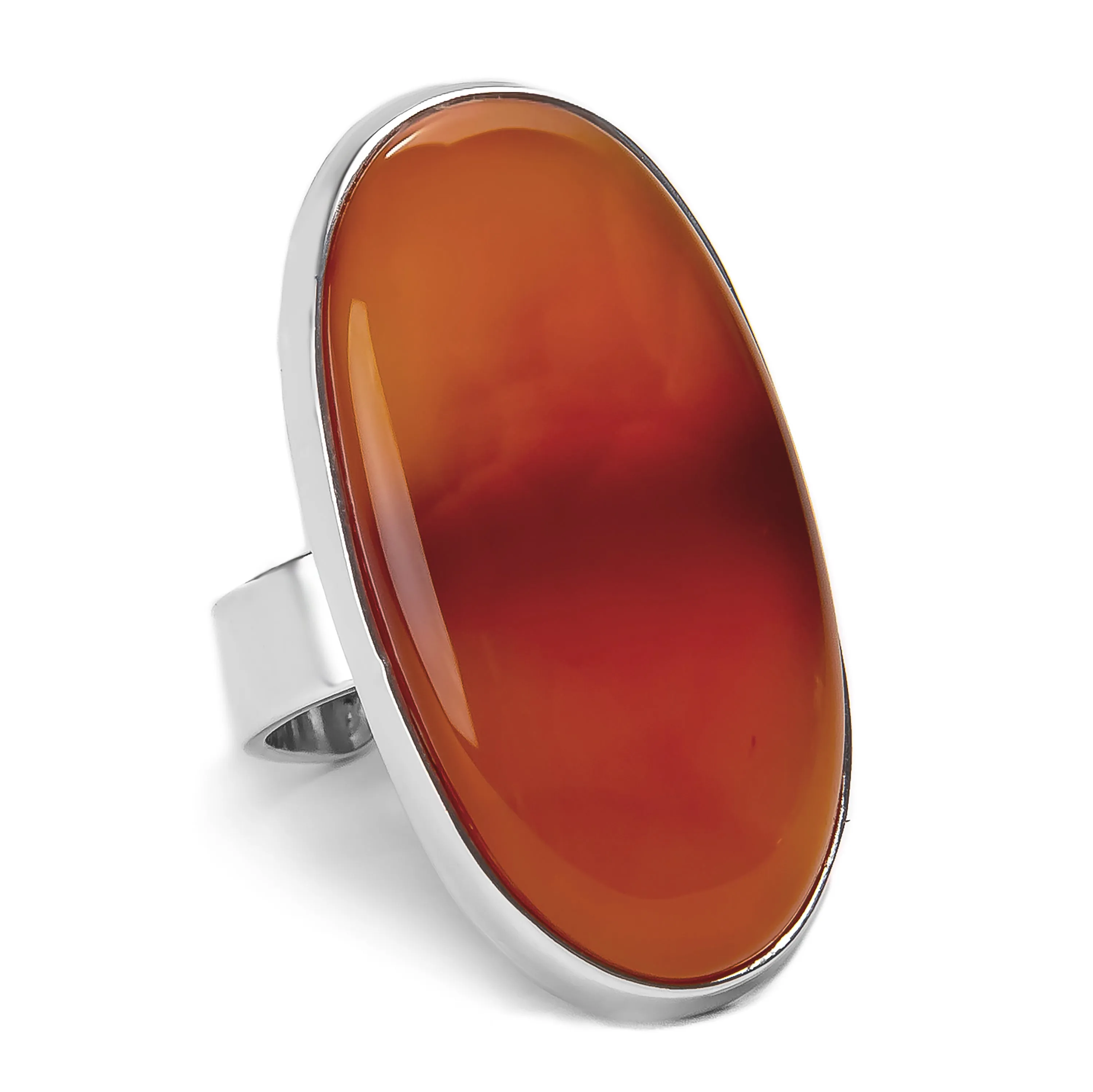 Oval Shape Carnelian Statement Ring - Natural Designer Gemstone sold by Henryka