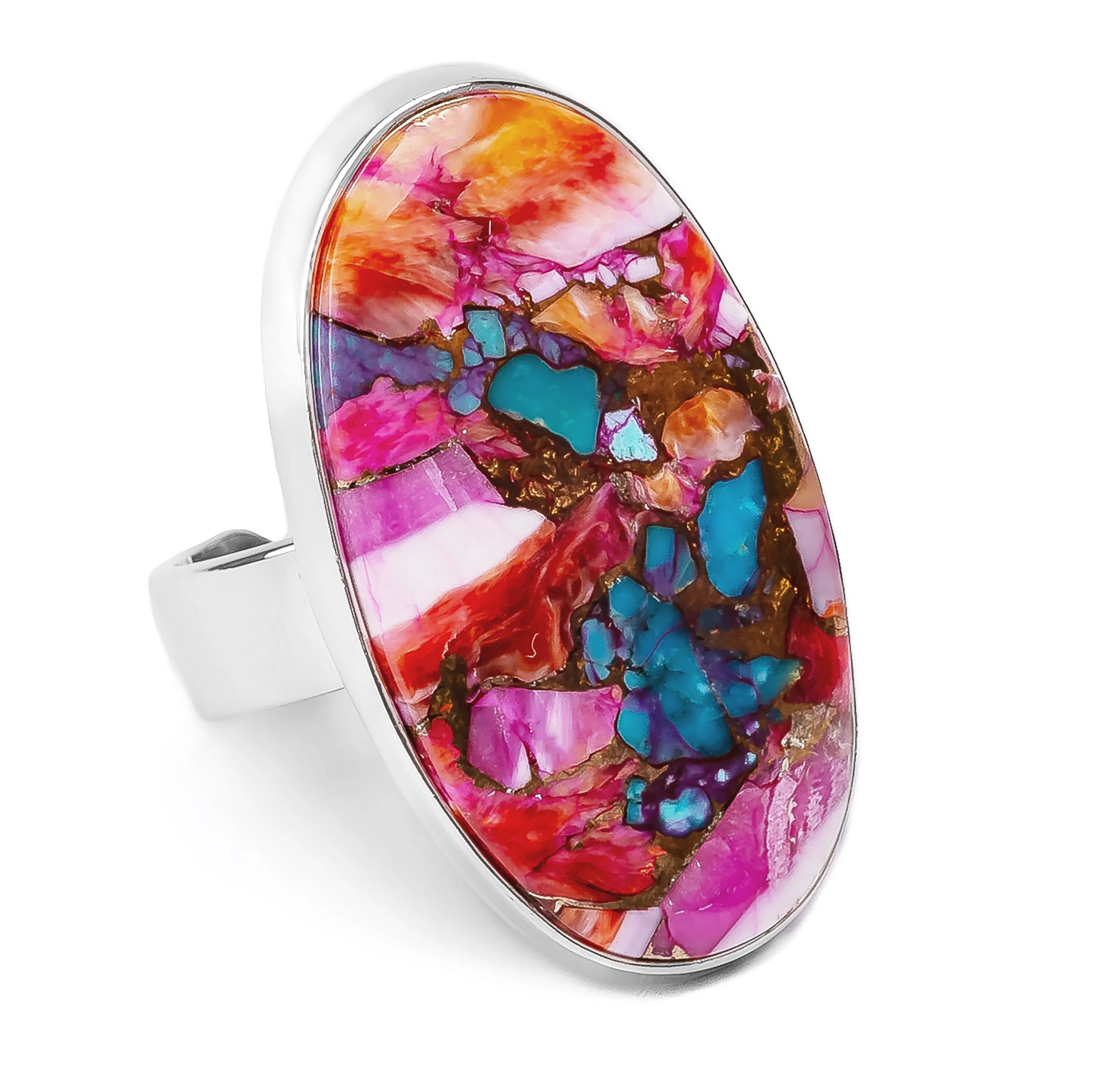 Pink Oyster Copper Turquoise Ring - Natural Designer Gemstone sold by Henryka