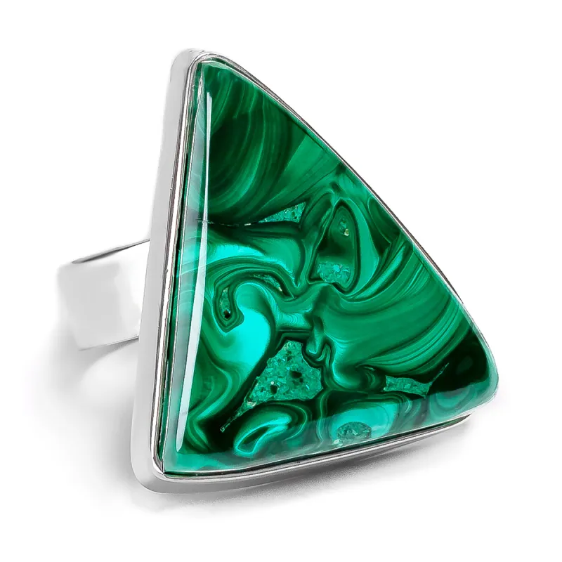 Contemporary African Malachite Ring - Natural Designer Gemstone sold by Henryka