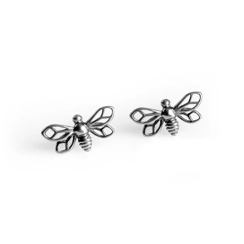 FREE GIFT | Miniature Bumble Bee Stud Earrings in Silver sold by Henryka
