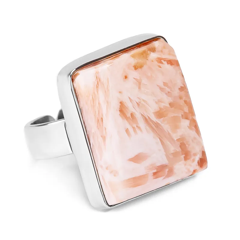 Outstanding Pink Scolecite Statement Ring - Natural Designer Gemstone sold by Henryka