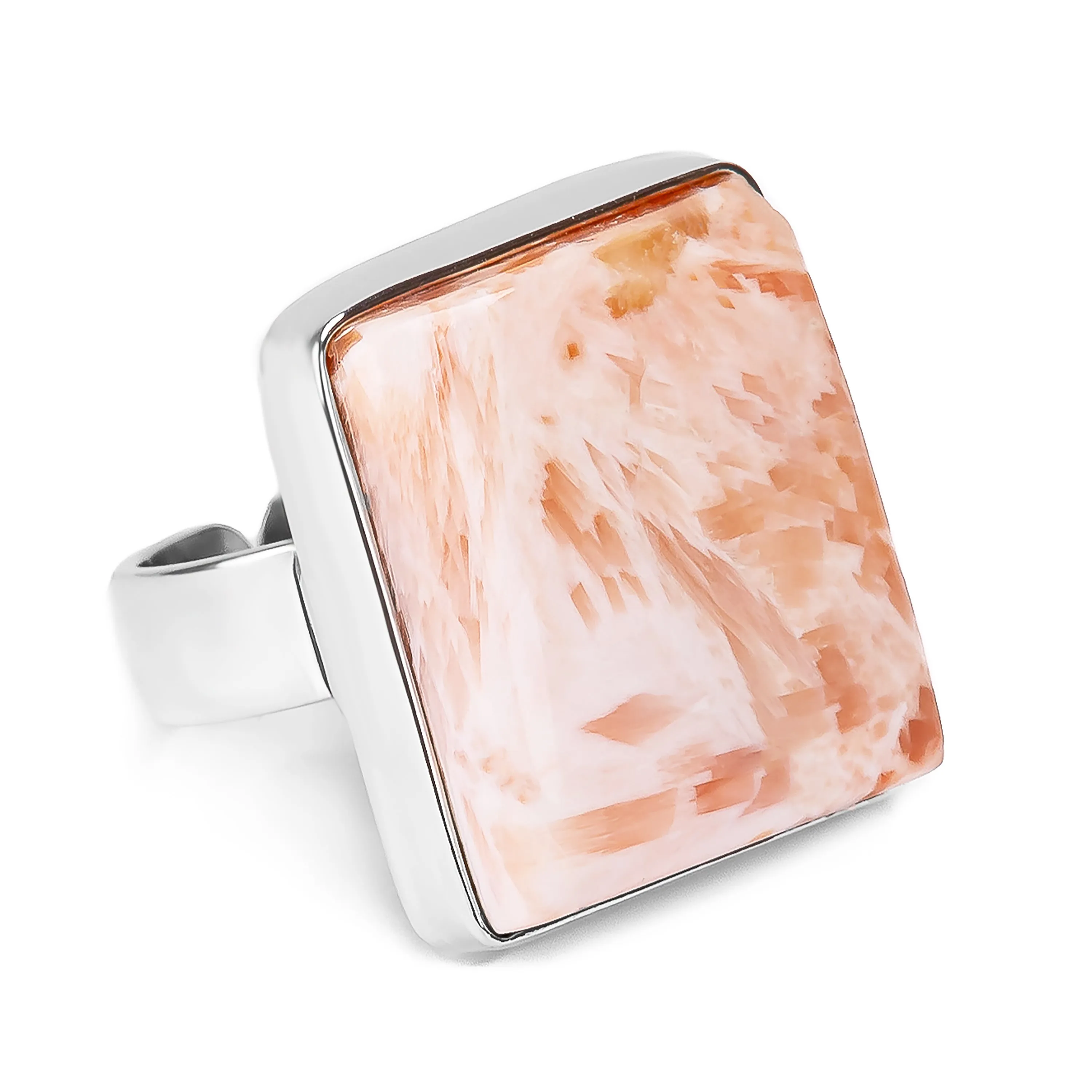 Outstanding Pink Scolecite Statement Ring - Natural Designer Gemstone sold by Henryka