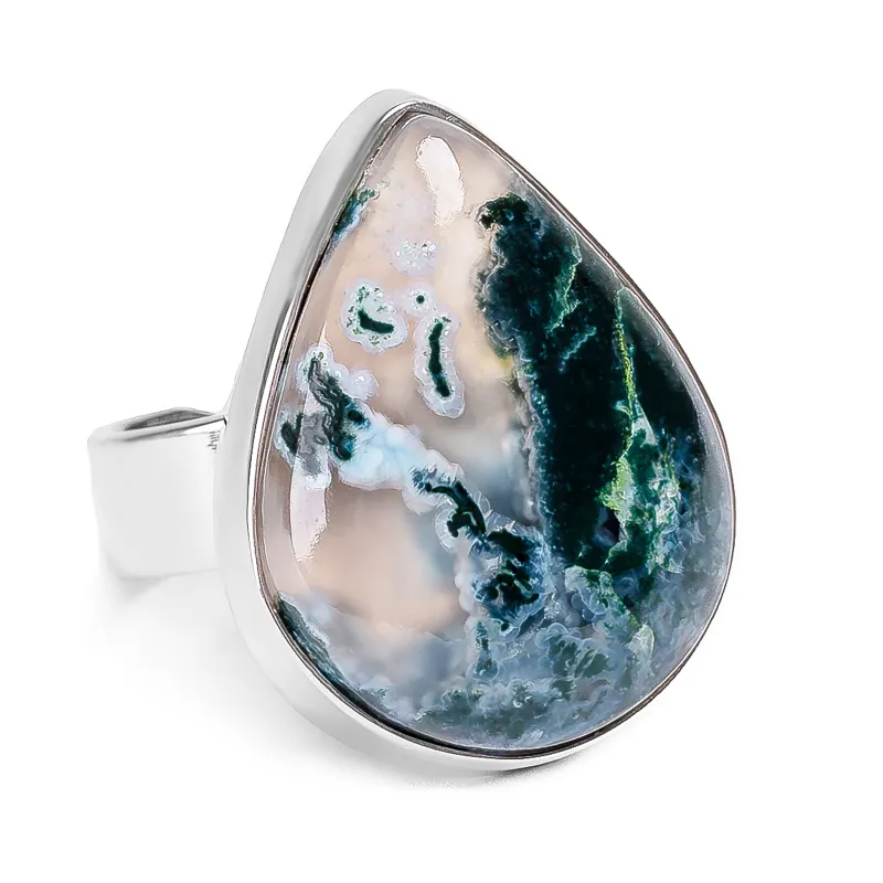 Turkish Black Moss Agate Ring - Natural Designer Gemstone sold by Henryka