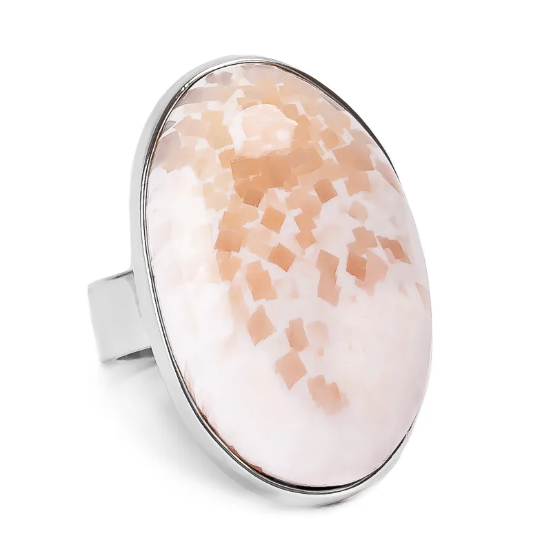 Perfect Pink Scolecite Statement Ring - Natural Designer Gemstone sold by Henryka