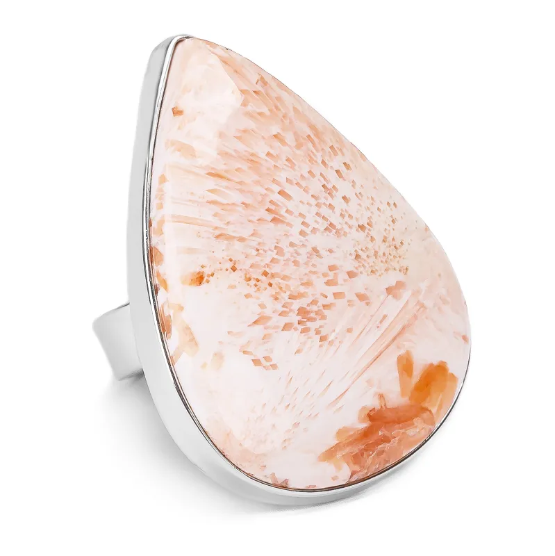 Grand Pink Scolecite Statement Ring - Natural Designer Gemstone sold by Henryka