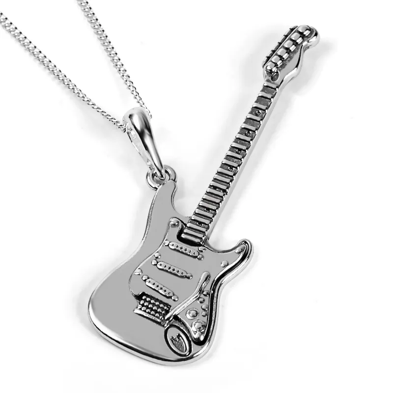 Large Electric Guitar Necklace in Silver sold by Henryka