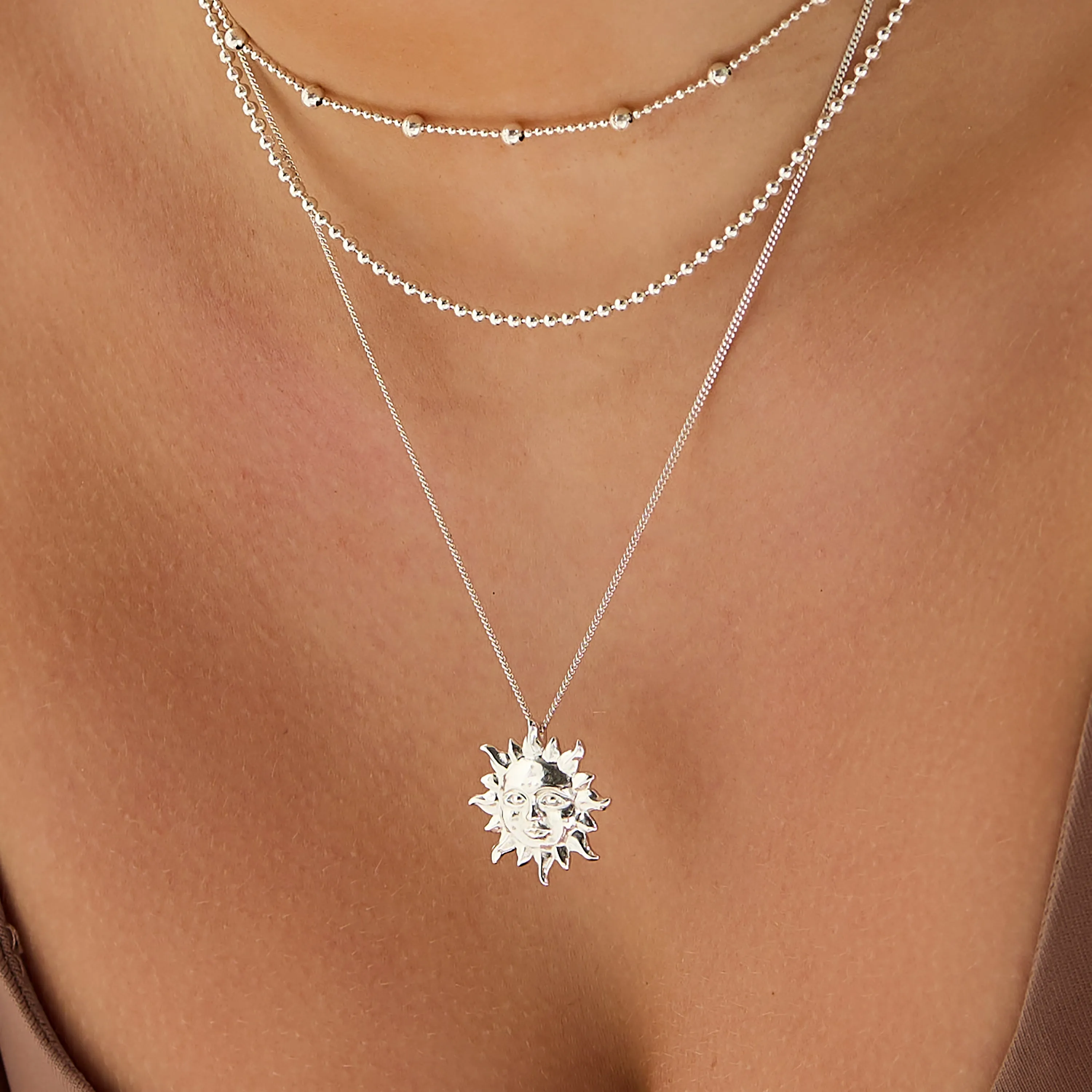 'Sun of May' Sun Face Necklace in Silver sold by Henryka product image thumbnail 2