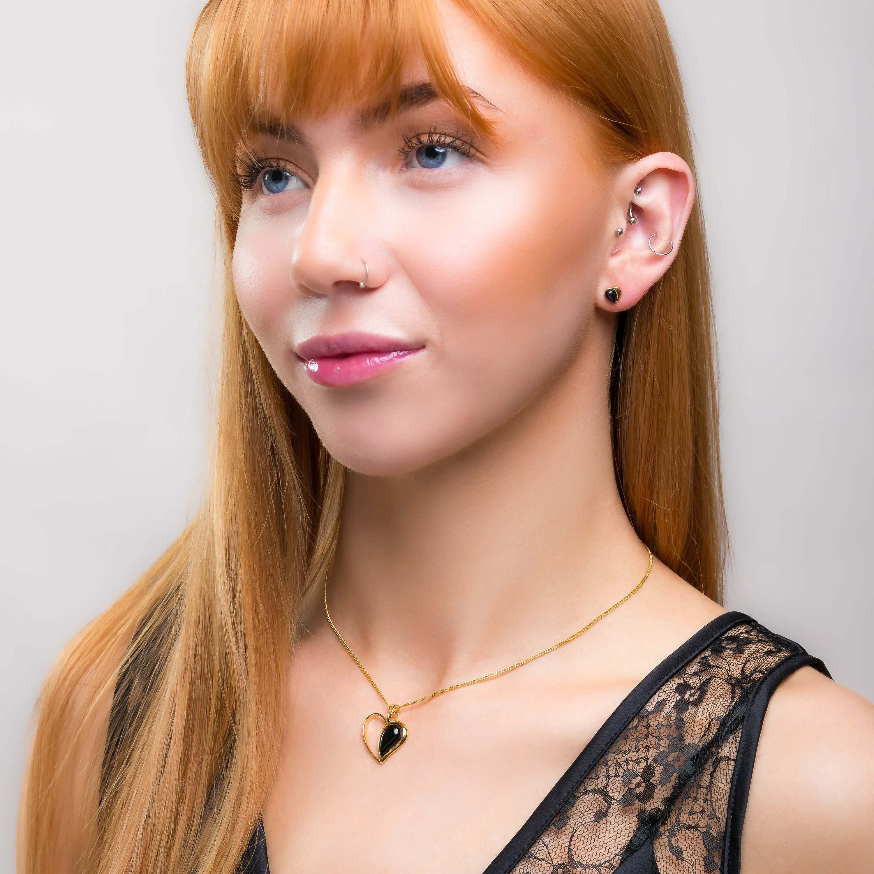 Heart Necklace in Silver with 24ct Gold and Black Onyx sold by Henryka product image thumbnail 3