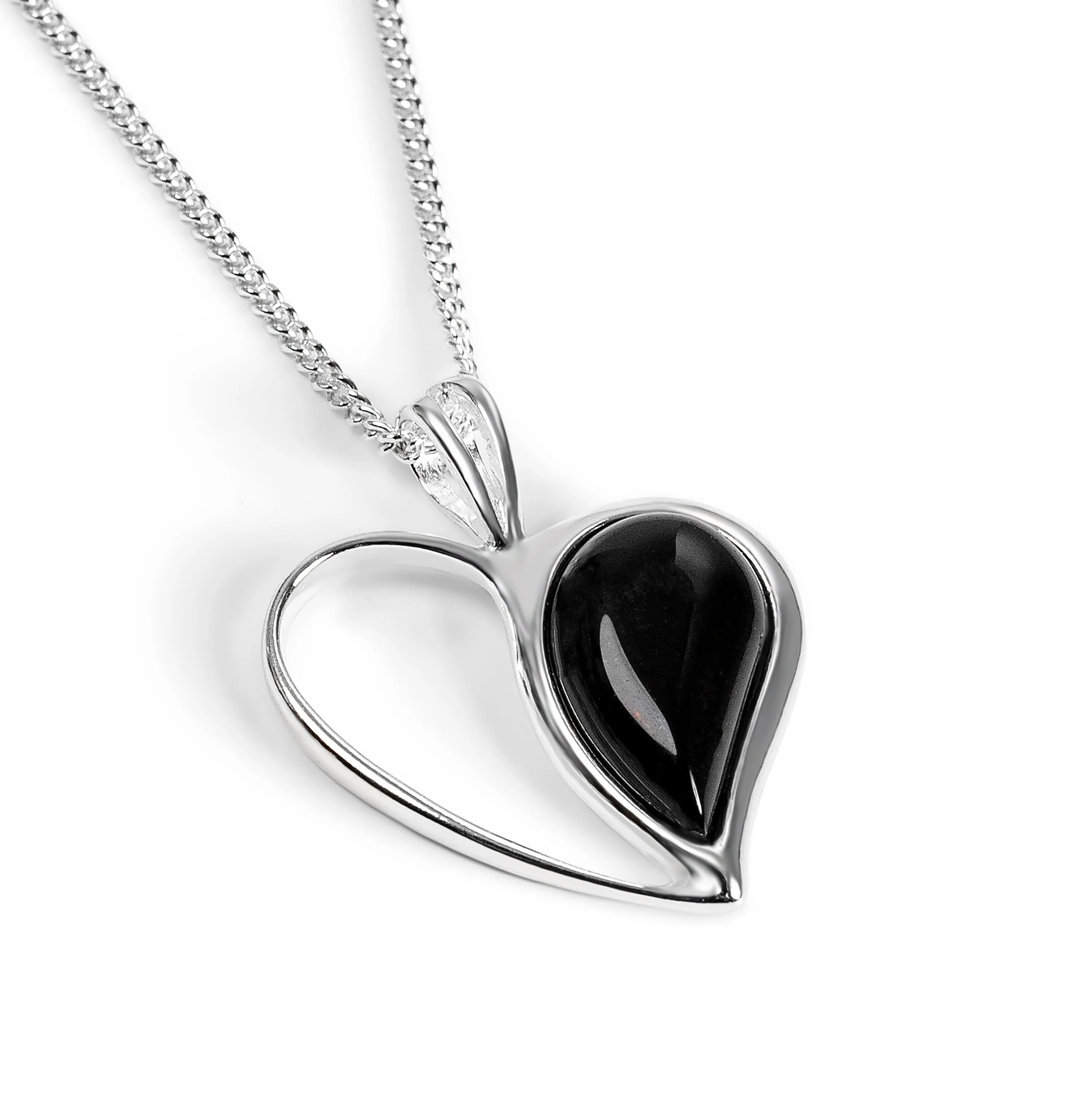 Heart Necklace in Silver with 24ct Gold and Black Onyx sold by Henryka product image thumbnail 5