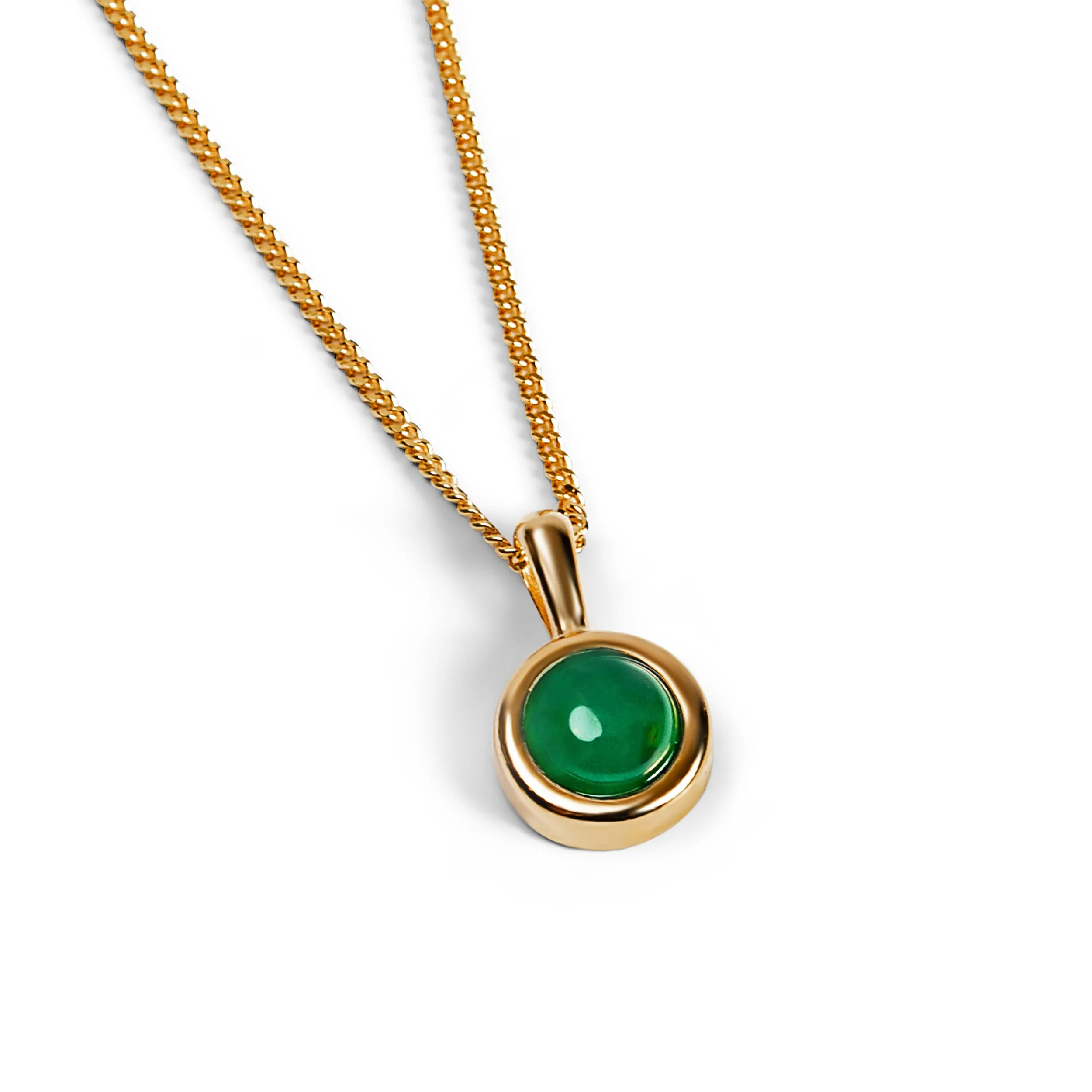 Round Charm Necklace in Silver with 24ct Gold and Green Onyx sold by Henryka
