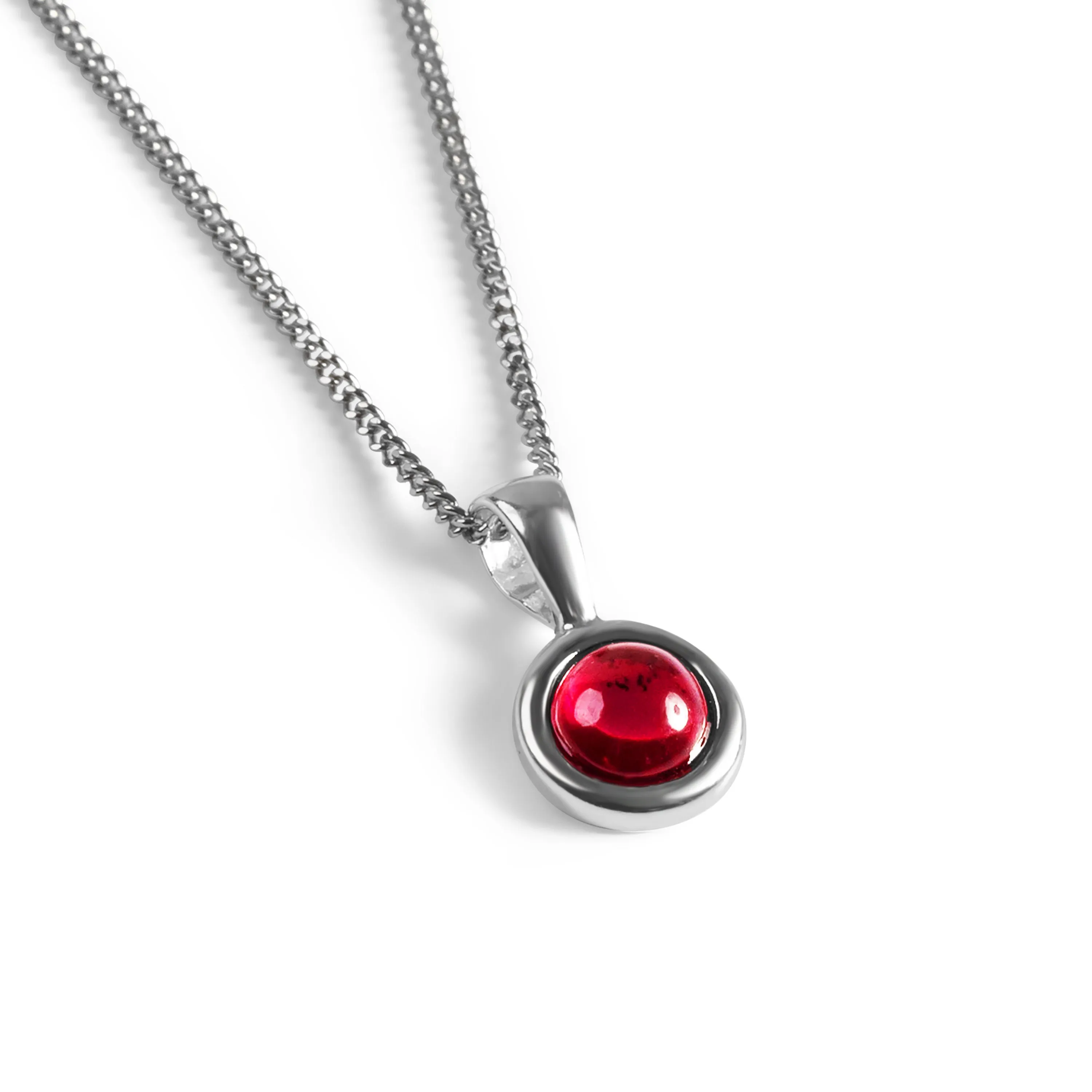 Round Charm Necklace in Silver with 24ct Gold and Garnet sold by Henryka product image thumbnail 2