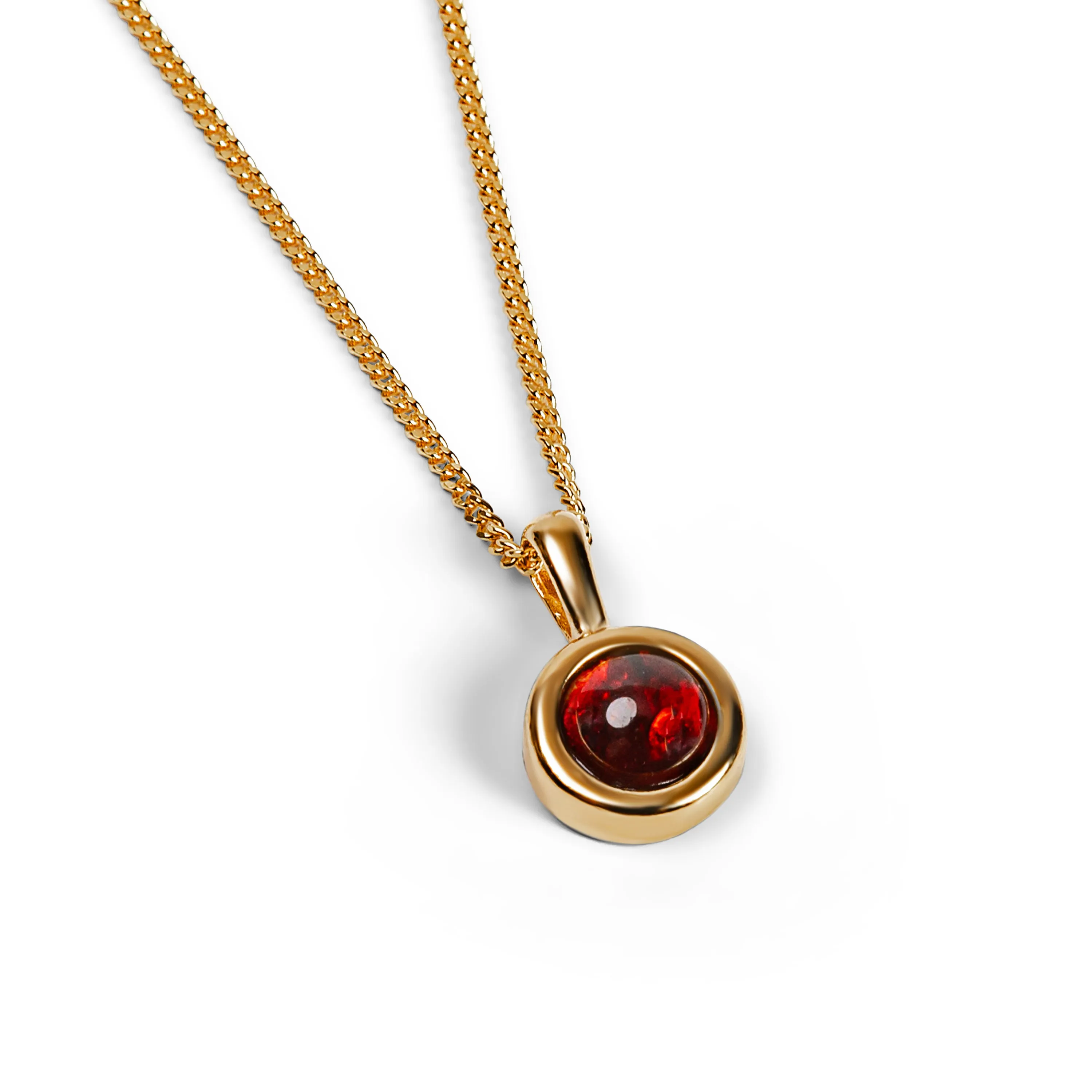 Round Charm Necklace in Silver with 24ct Gold and Garnet sold by Henryka