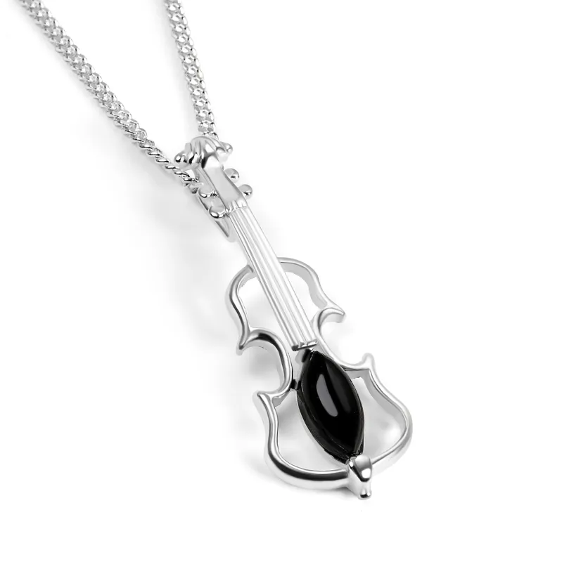 Music Violin Necklace in Silver and Black Onyx sold by Henryka