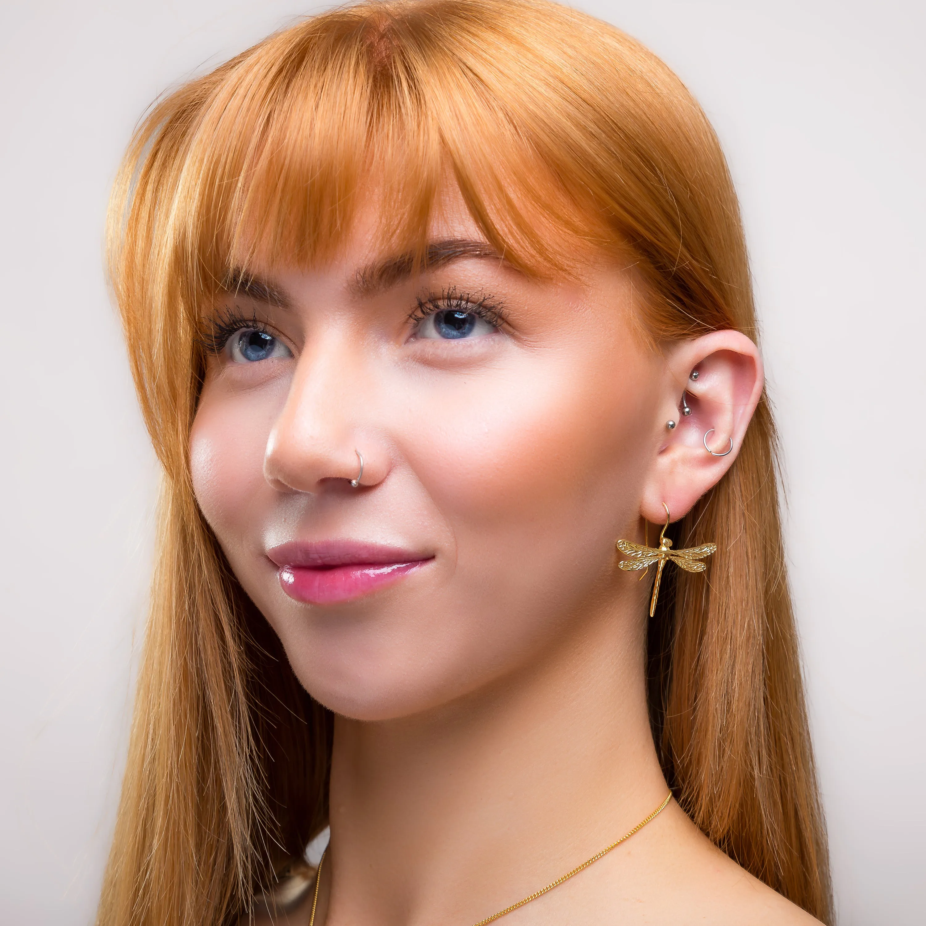 English Emperor Dragonfly Statement Hook Earrings in Silver with 24ct Gold sold by Henryka product image thumbnail 4