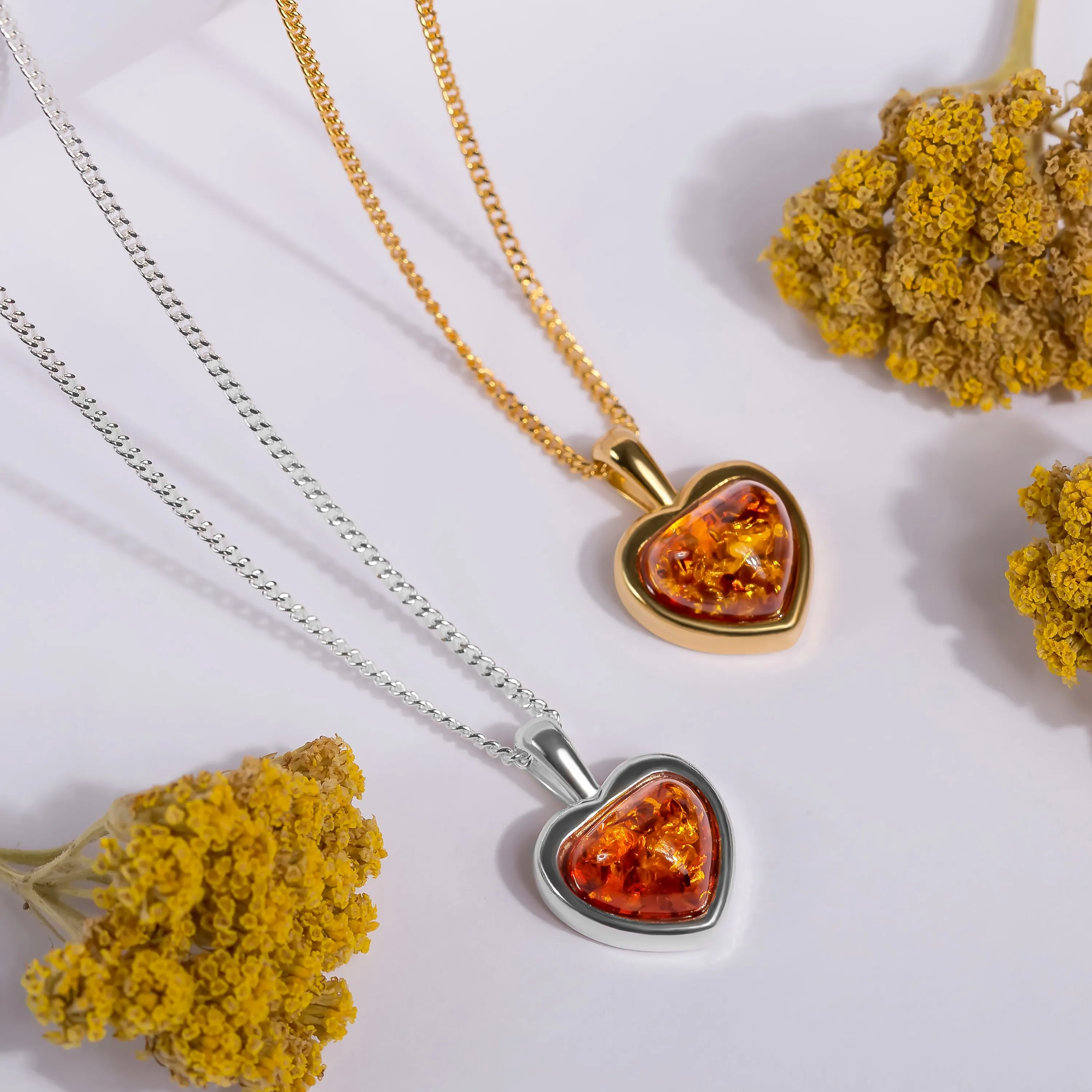 Sweet Heart Necklace in Silver with 24ct Gold and Amber sold by Henryka product image thumbnail 5