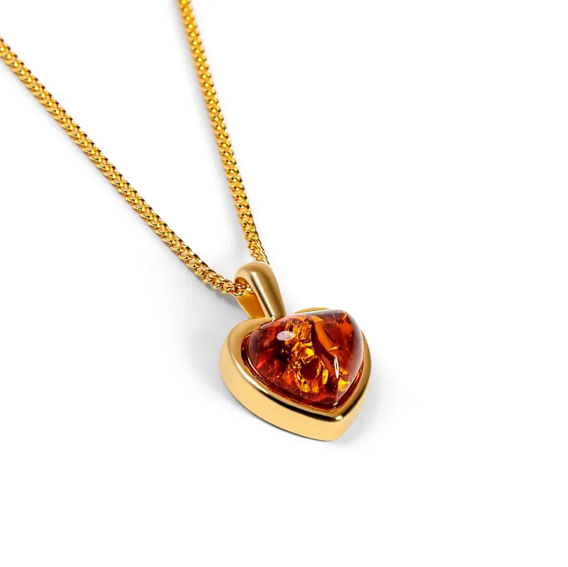 Sweet Heart Necklace in Silver with 24ct Gold  and Amber sold by Henryka