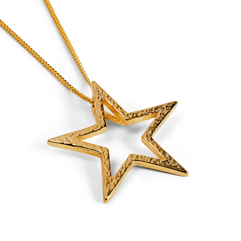 Textured Sparkling Star Necklace in Silver with 24ct Gold sold by Henryka