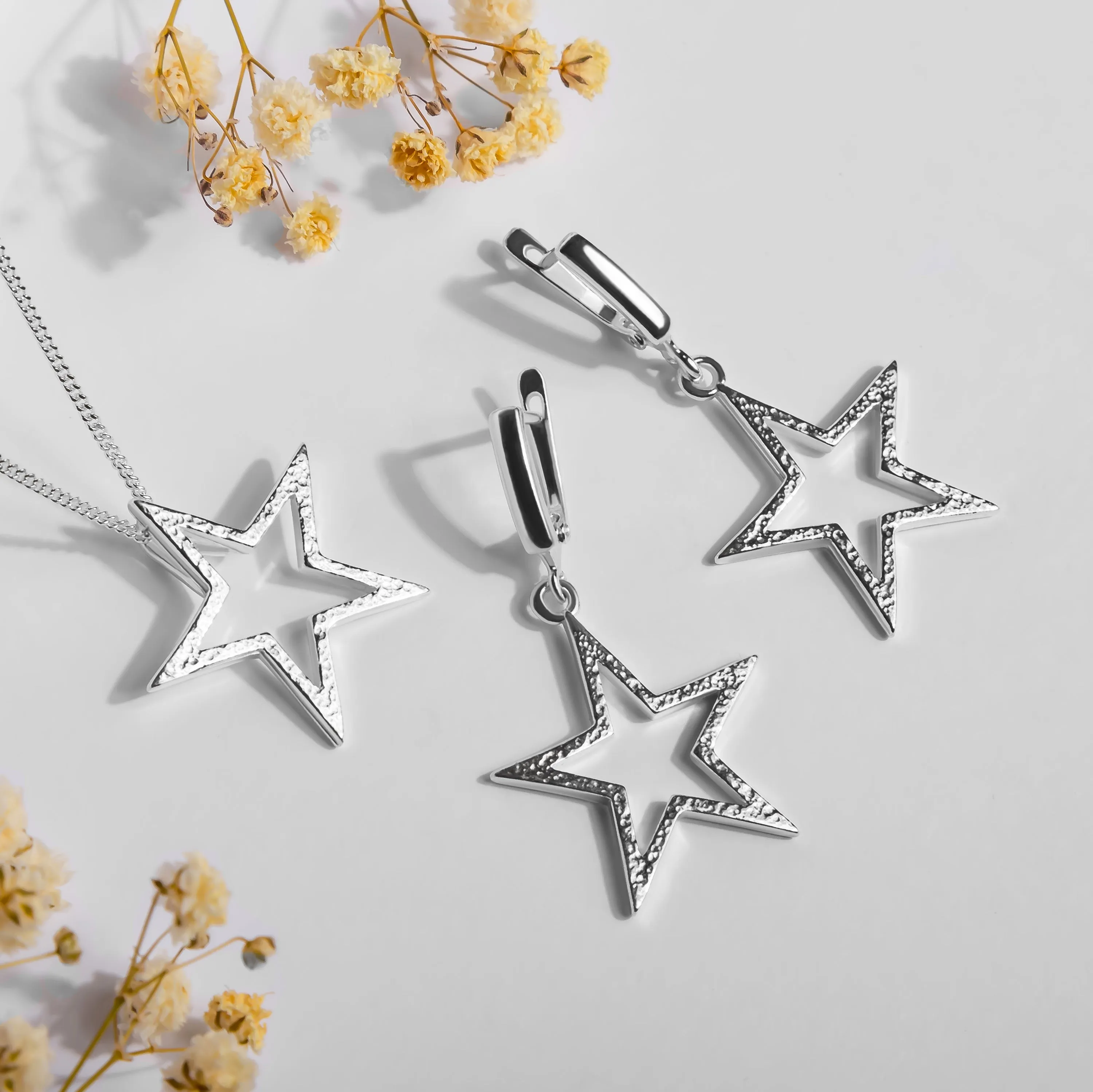 Textured Sparkling Star Necklace in Silver sold by Henryka product image thumbnail 5