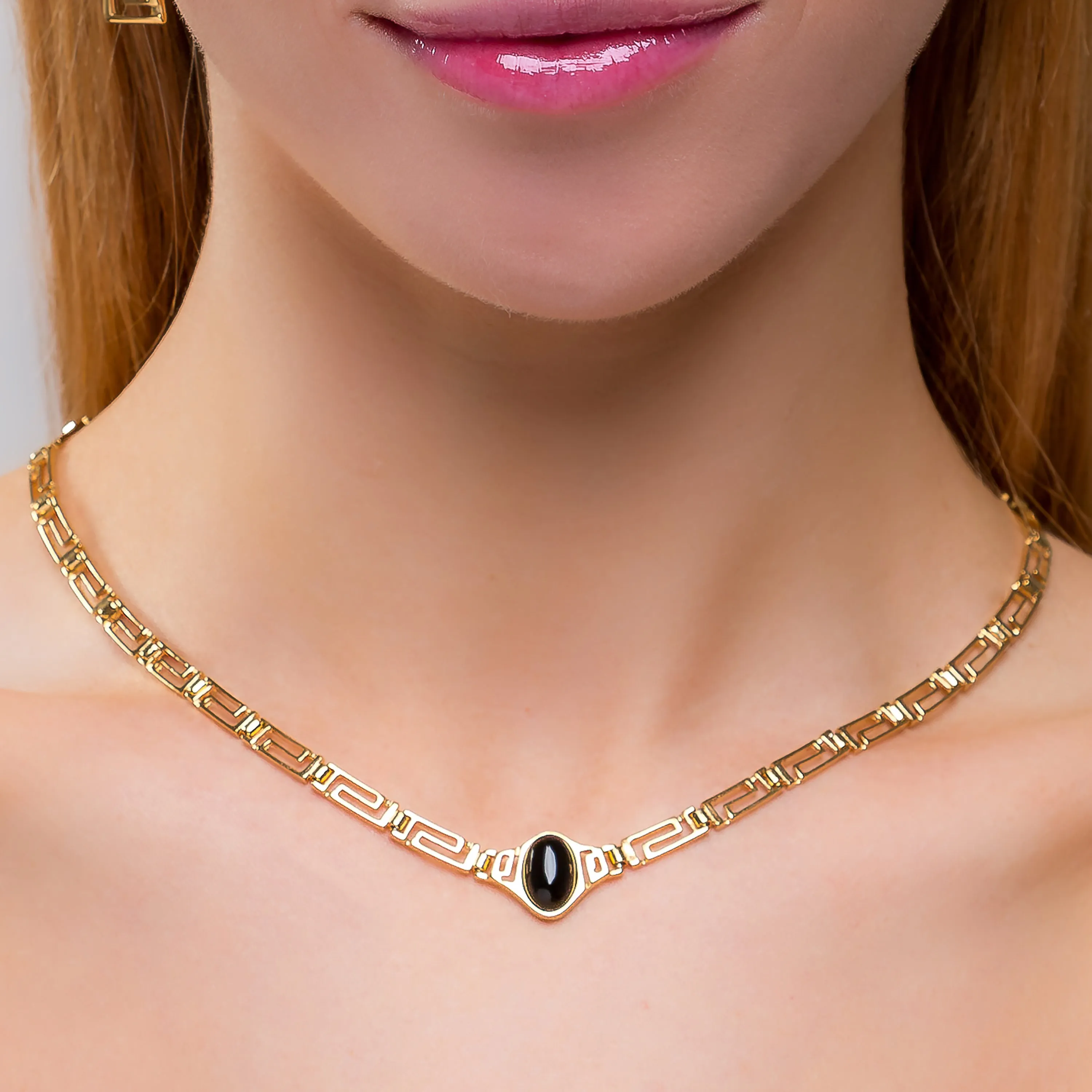 Versace Inspired Greek Necklace in Silver with 24ct Gold & Black Onyx sold by Henryka product image thumbnail 2