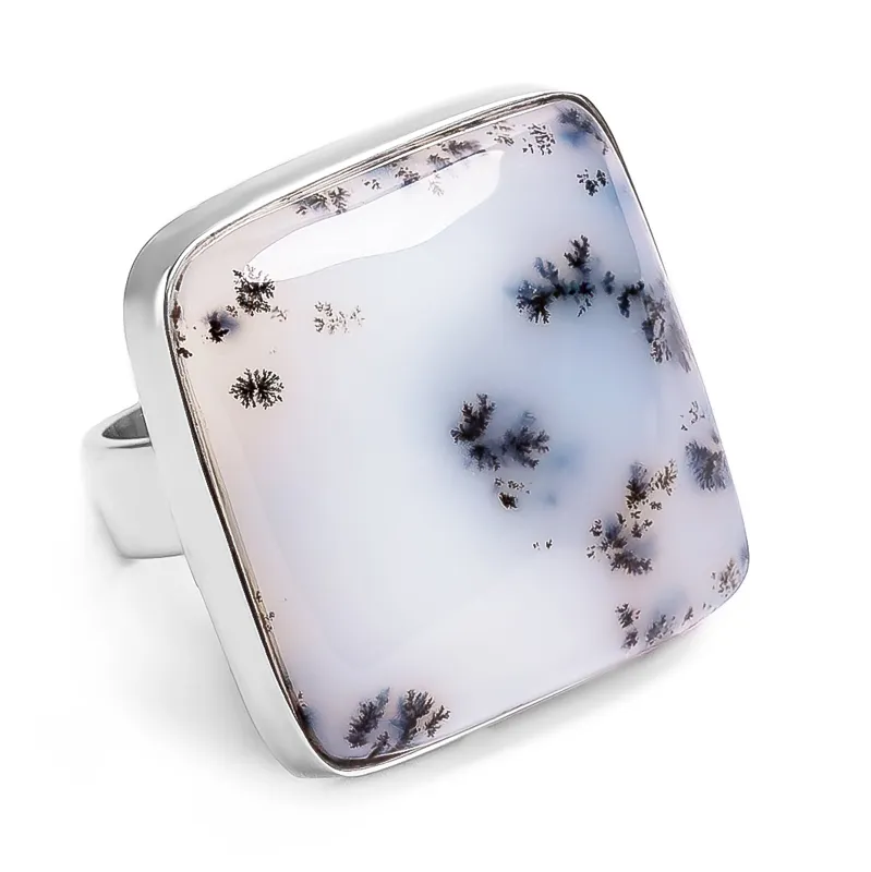 'Winter Wonderland' Dendritic Opal Statement Ring - Natural Designer Gemstone sold by Henryka