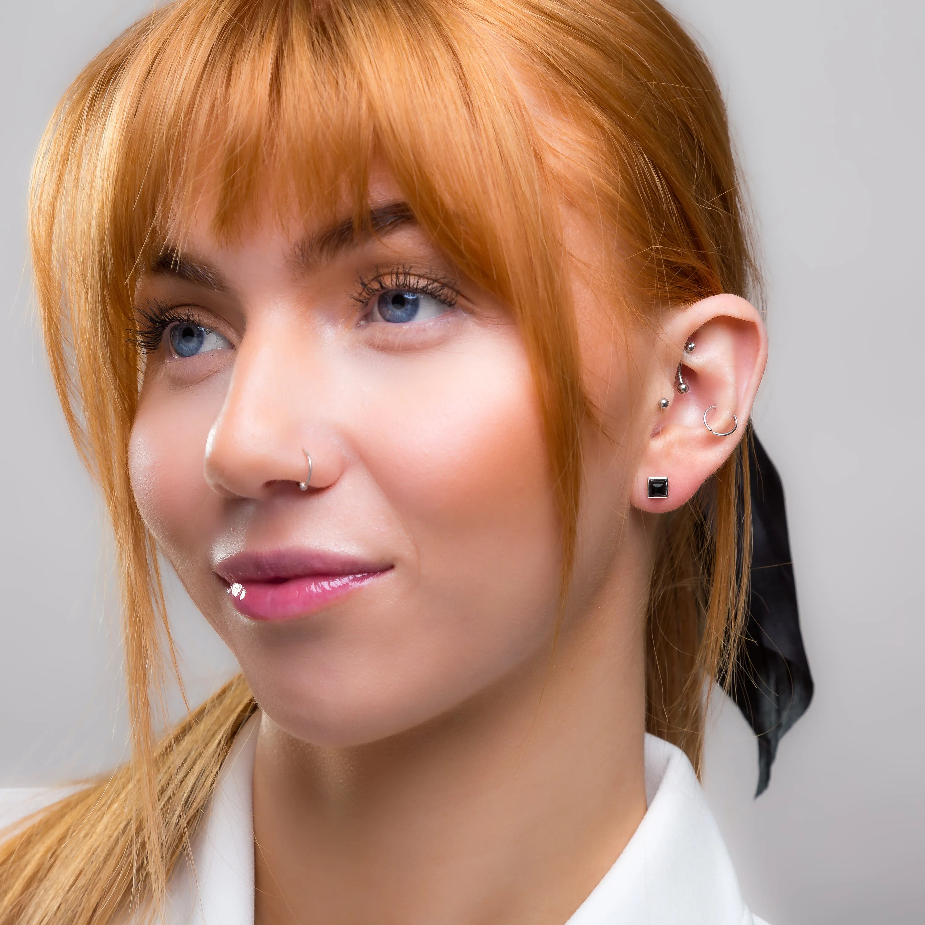 Square Stud Earrings in Silver and Black Onyx sold by Henryka product image thumbnail 3