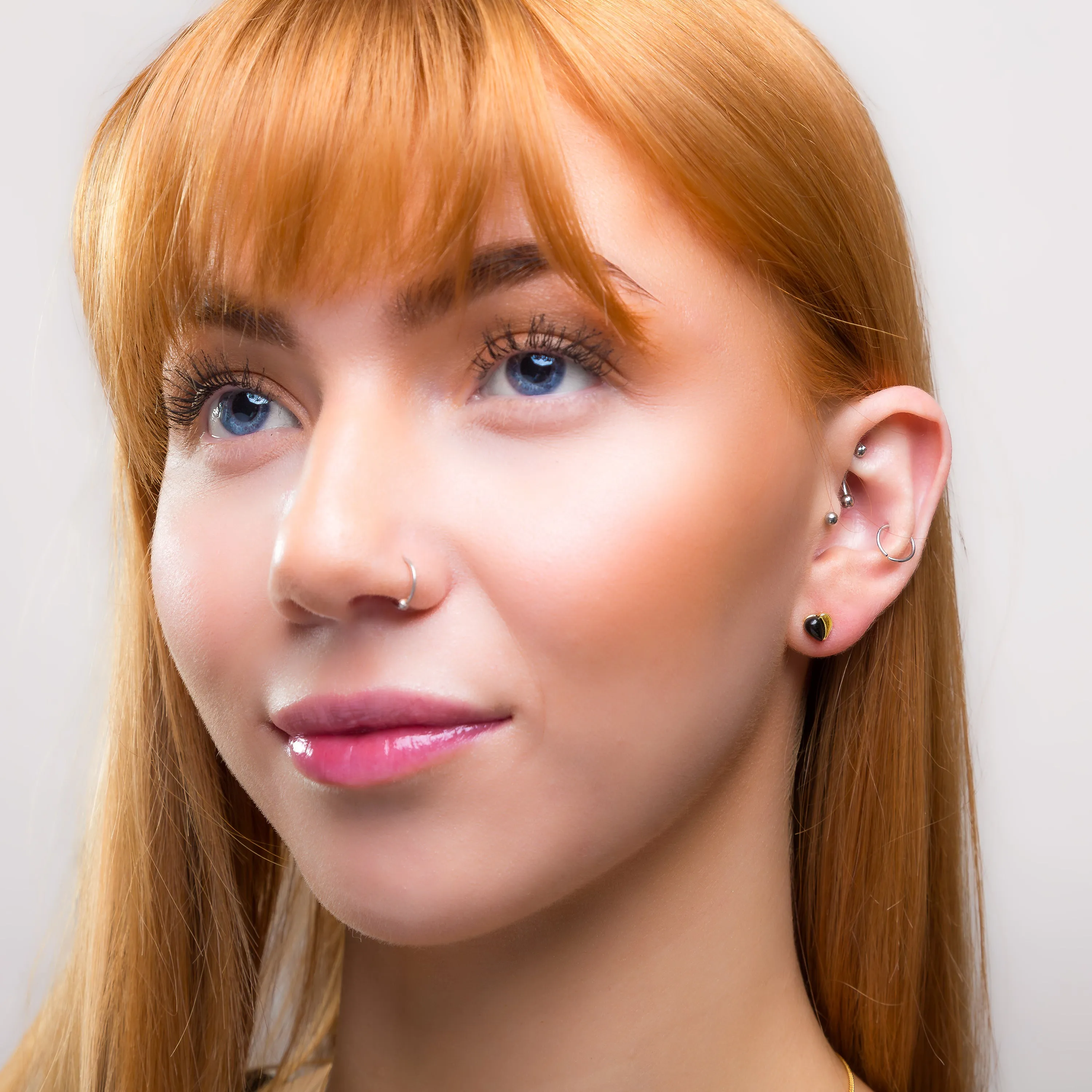 Miniature Heart Earrings in Silver with 24ct Gold and Black Onyx sold by Henryka product image thumbnail 3