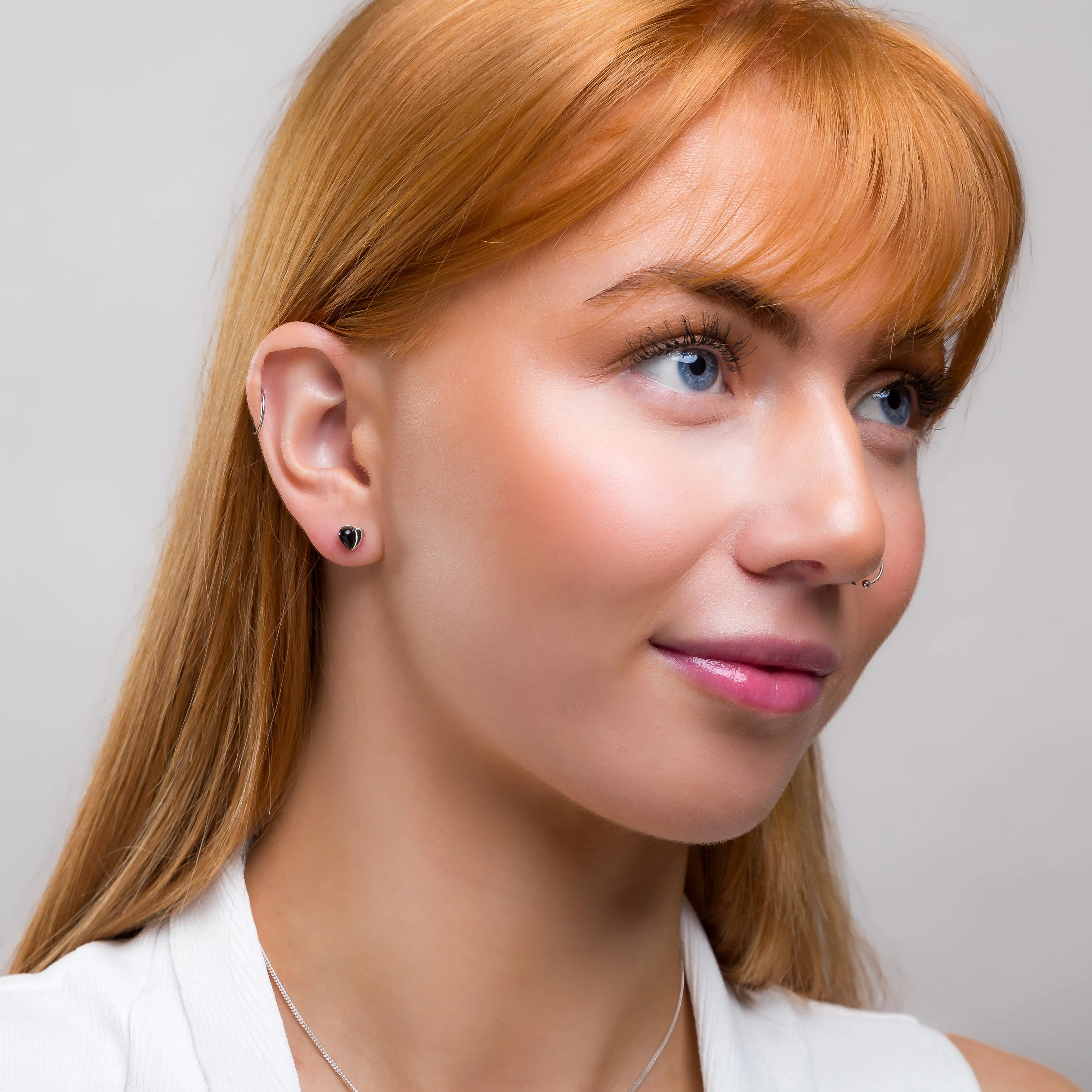 Miniature Heart Earrings in Silver and Black Onyx sold by Henryka product image thumbnail 3