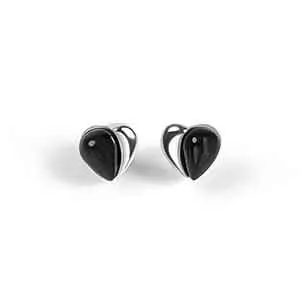 Miniature Heart Earrings in Silver and Black Onyx sold by Henryka