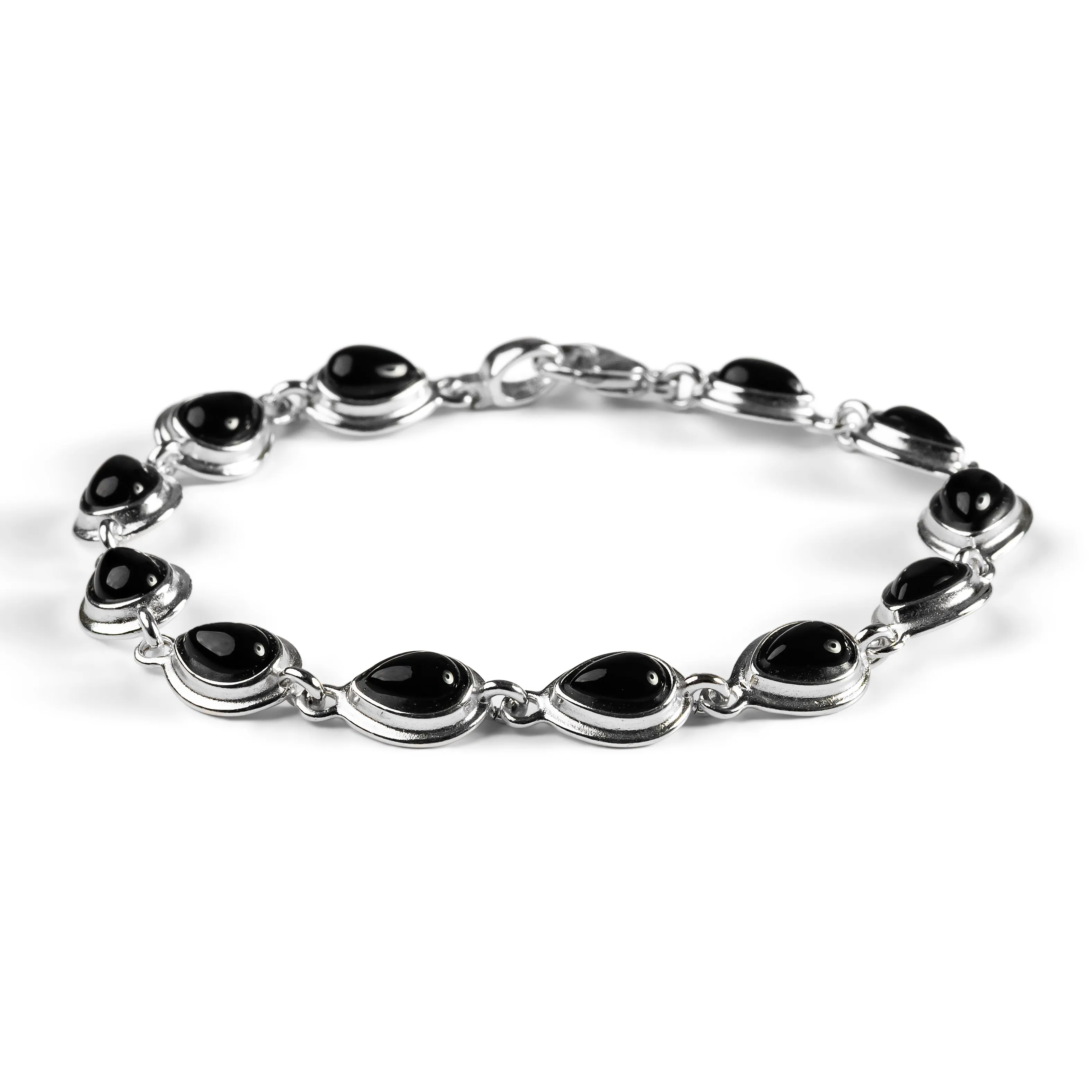 Classic Teardrop Link Bracelet in Silver with 24ct Gold and Black Onyx sold by Henryka product image thumbnail 4