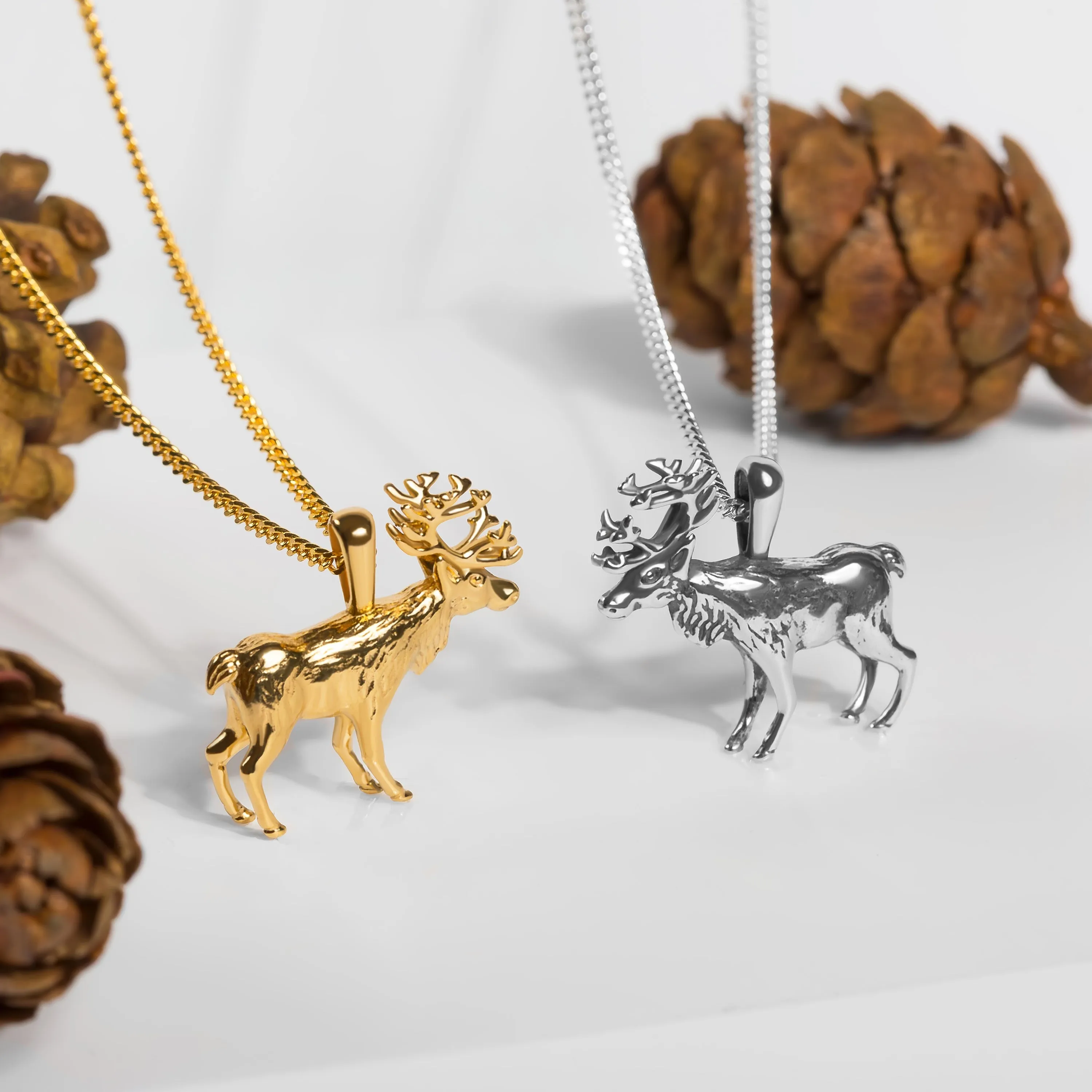 Reindeer / Stag Necklace in Solid Silver with 24ct Gold sold by Henryka product image thumbnail 4