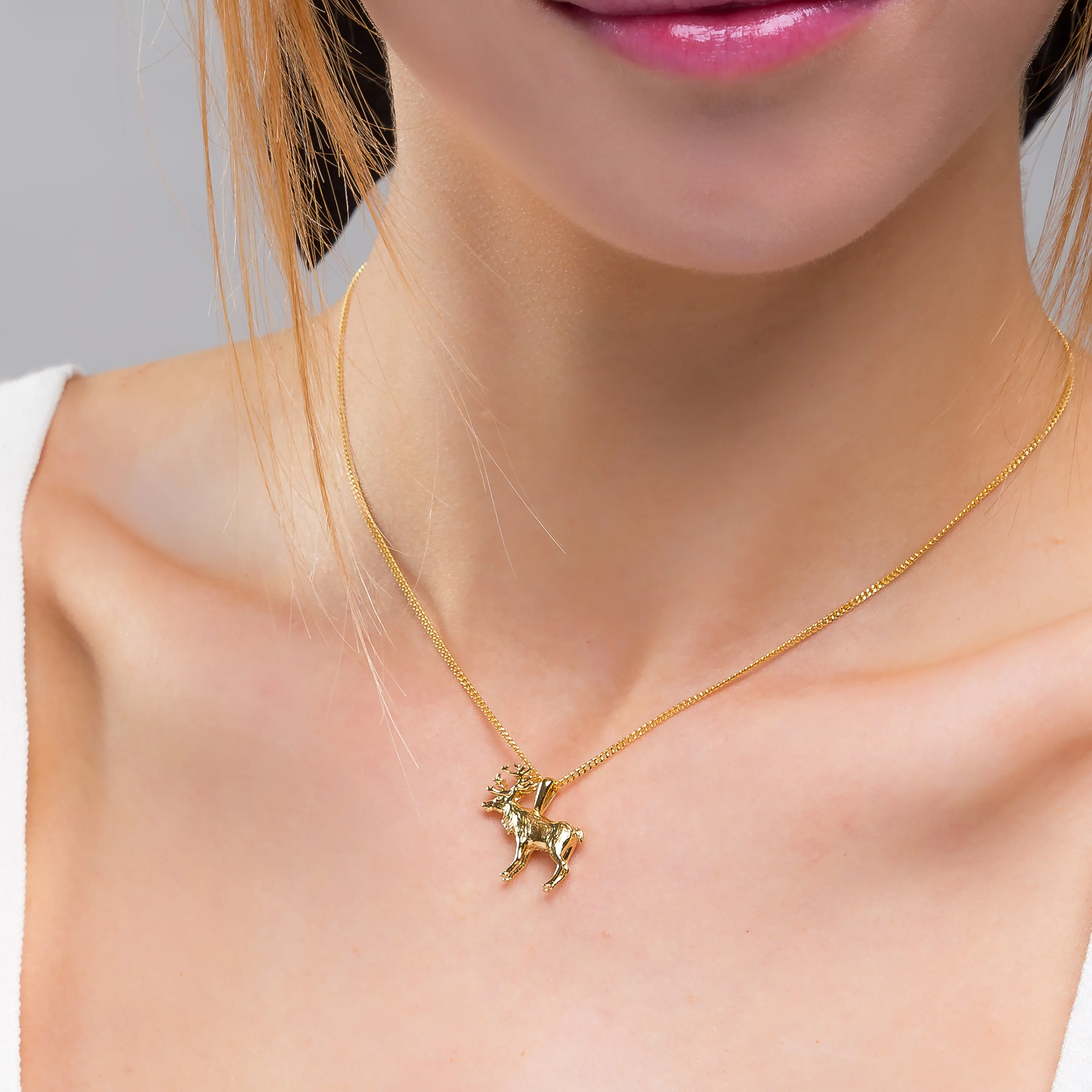 Reindeer / Stag Necklace in Solid Silver with 24ct Gold sold by Henryka product image thumbnail 2