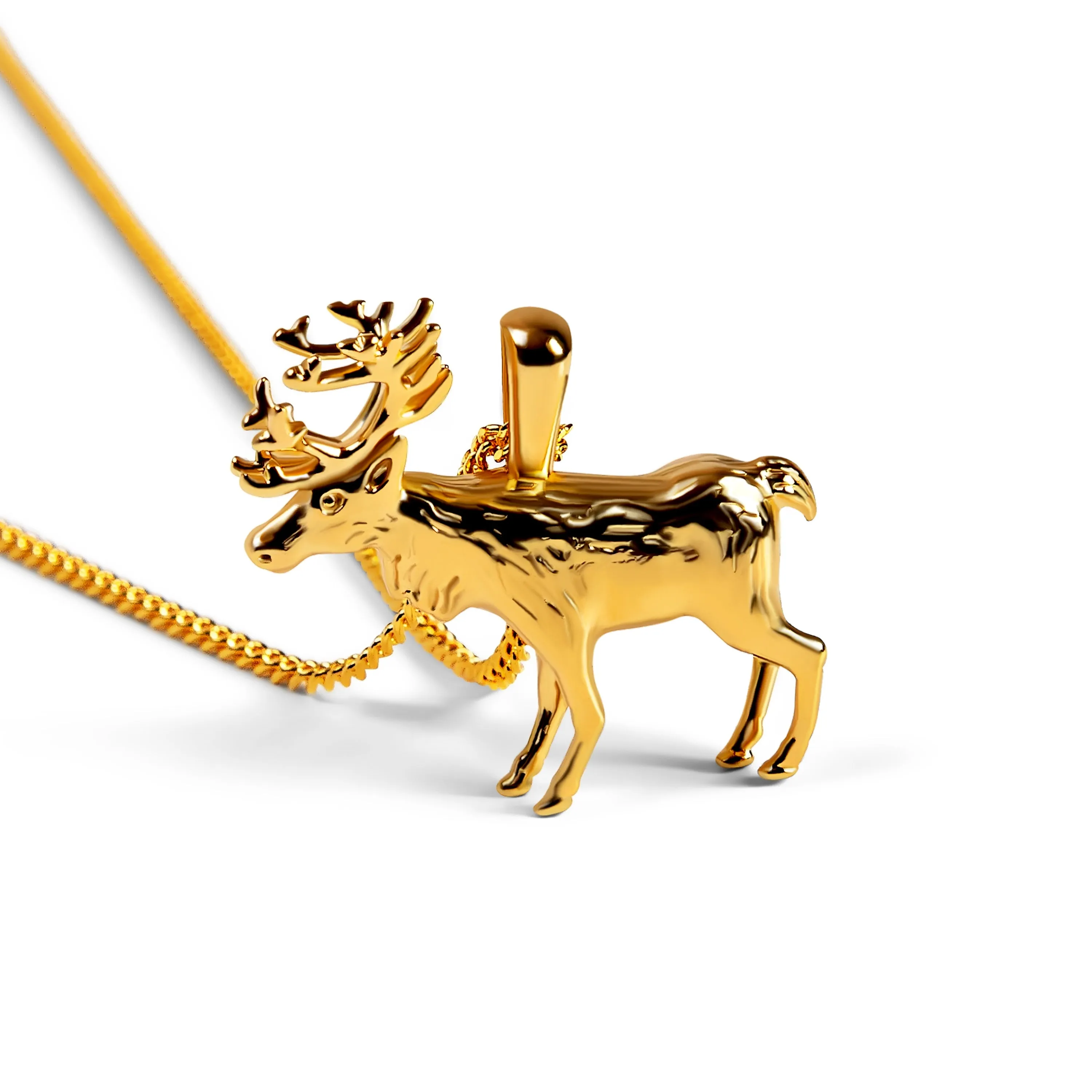 Reindeer / Stag Necklace in Solid Silver with 24ct Gold sold by Henryka