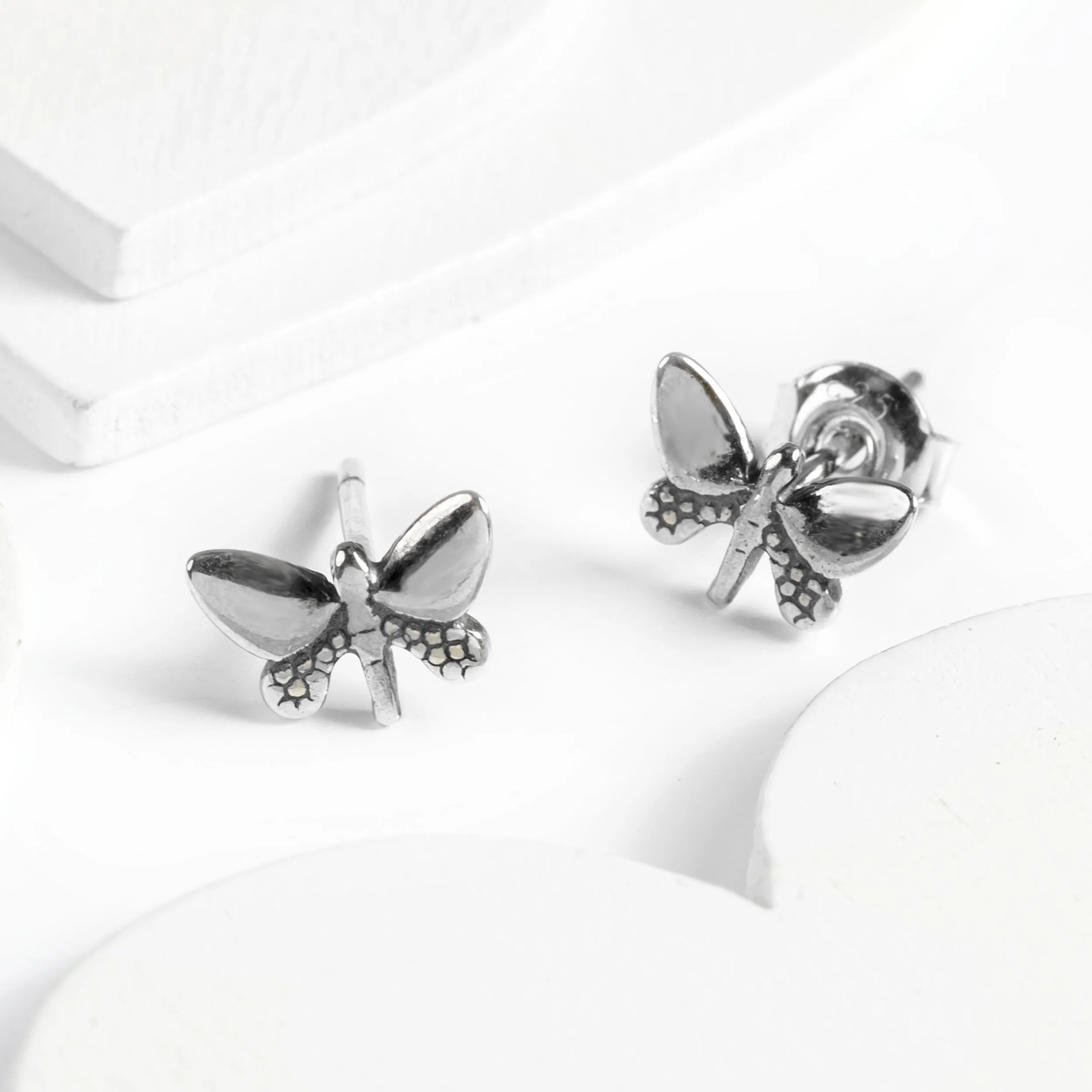 Cute Butterfly Stud Earrings in Silver sold by Henryka product image thumbnail 5
